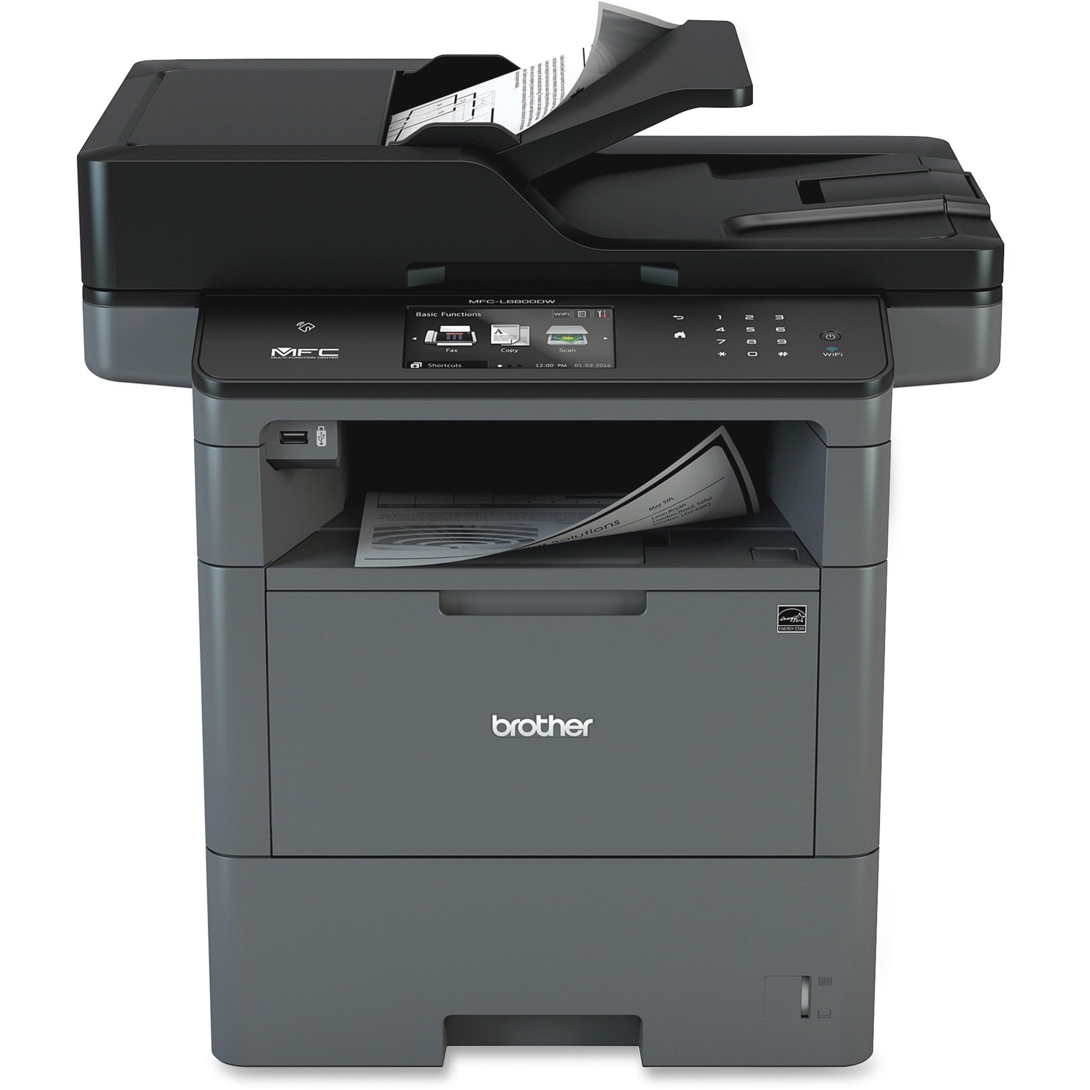 Brother MFCL6800DW All-In-1 Printer, 48ppm, 570-Sheet Capacity, Black/Gray