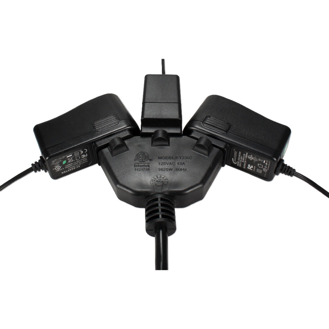 QVS PP-ADPT3-2PK OutletSaver AC Power Splitter Adaptor, 2-Pack 12 Inches 3-Outlet