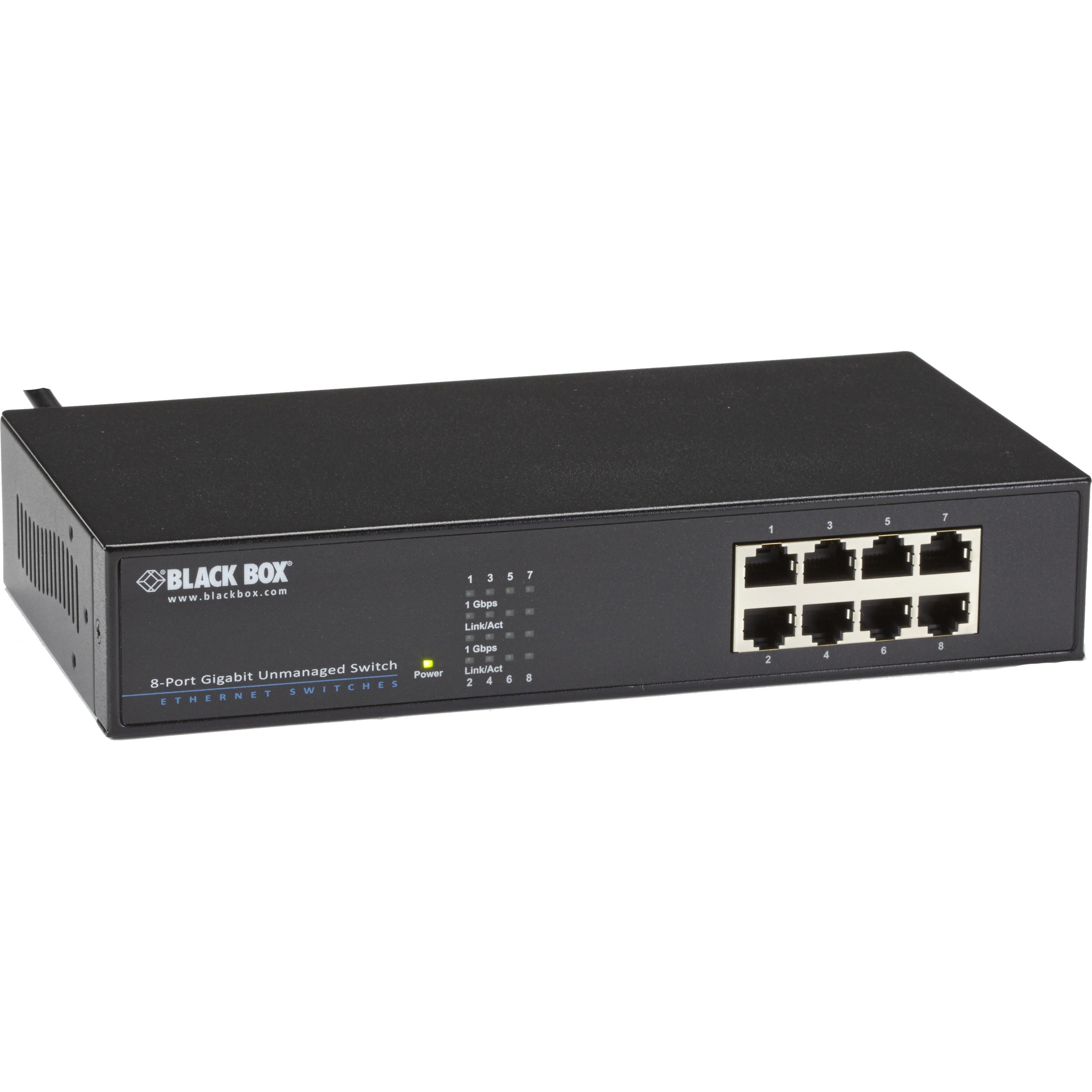 Black Box LGB408A-R2 Ethernet Switch, 8-Port Gigabit Network, Rack-mountable