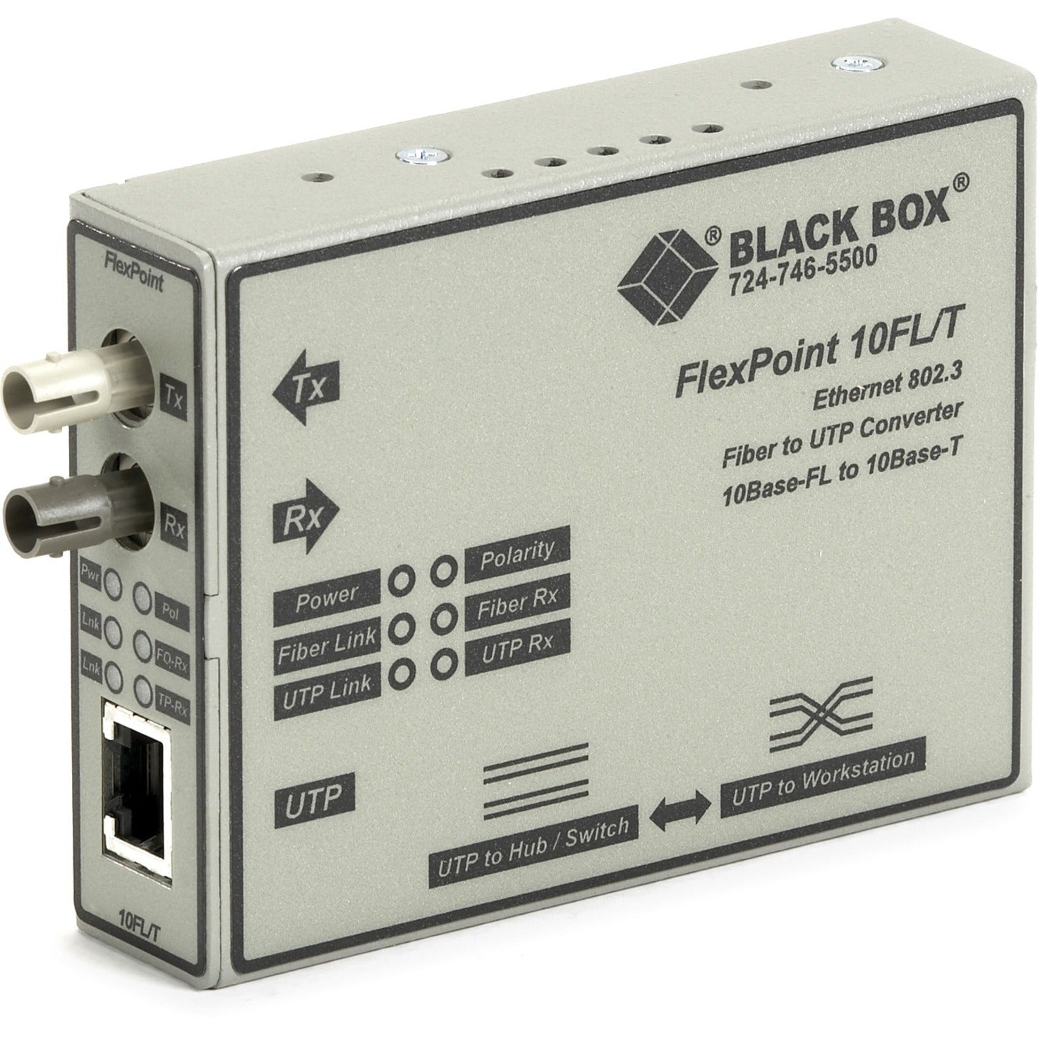 Black Box LMC212A-13MM-R3 FlexPoint Transceiver/Media Converter, Multi-mode, 3.11 Mile Distance Supported
