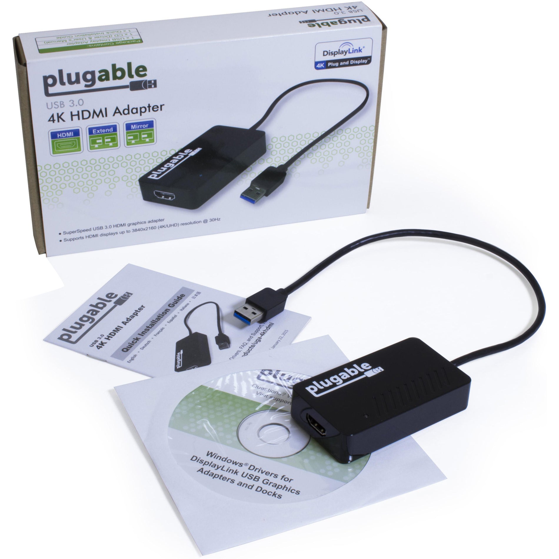 Plugable UGA-4KHDMI USB 3.0 4K HDMI Adapter for Multiple Monitors, Easy Display Expansion