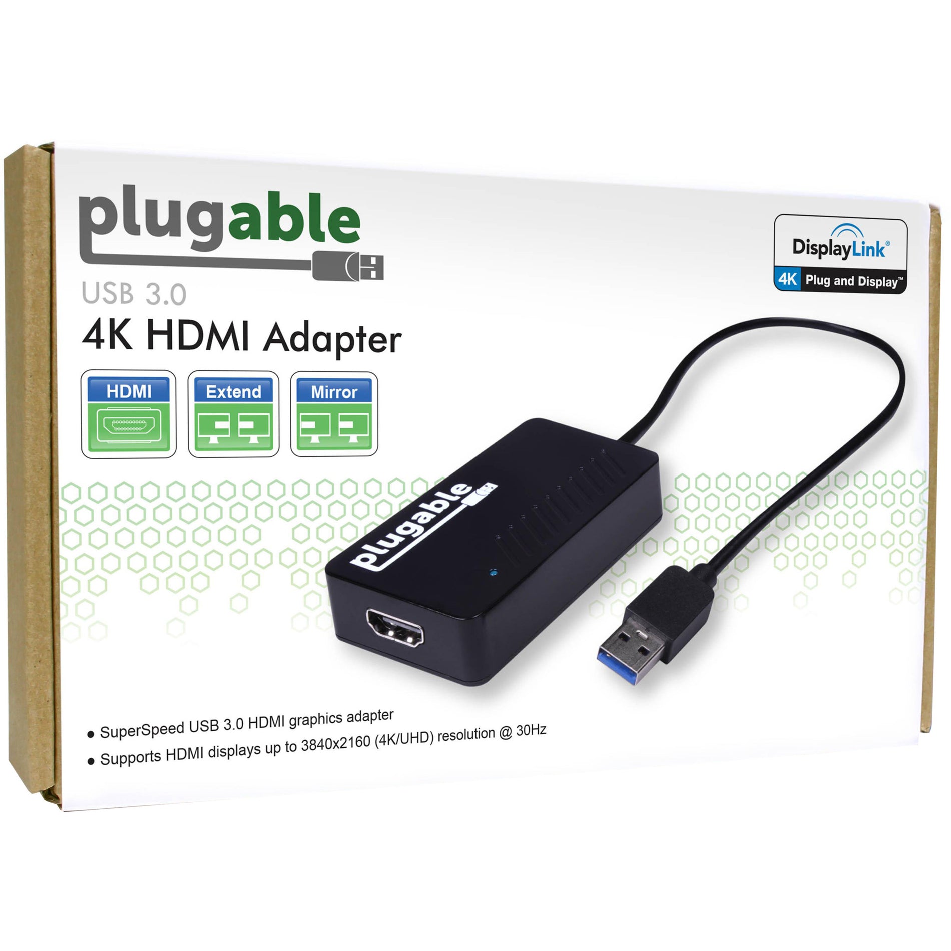 Plugable UGA-4KHDMI USB 3.0 4K HDMI Adapter for Multiple Monitors, Easy Display Expansion