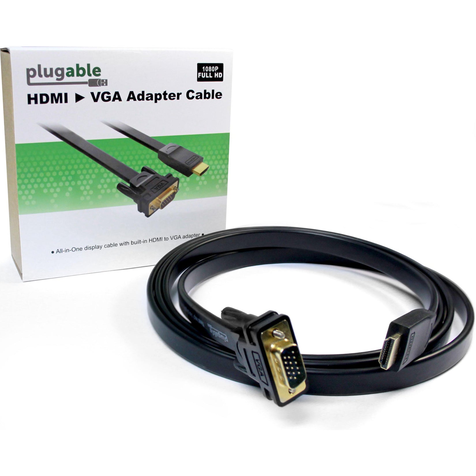 Plugable HDMI-VGA HDMI TO VGA Active Adapter Cable, 6 ft, 1920 x 1080 Supported Resolution