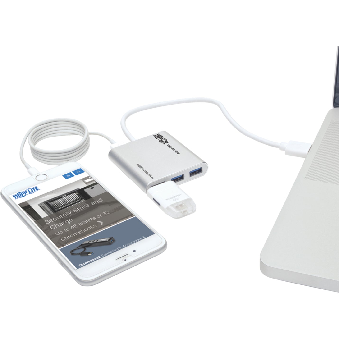 Tripp Lite U360-004-AL 4-Port Portable USB 3.0 SuperSpeed Mini Hub, Aluminum