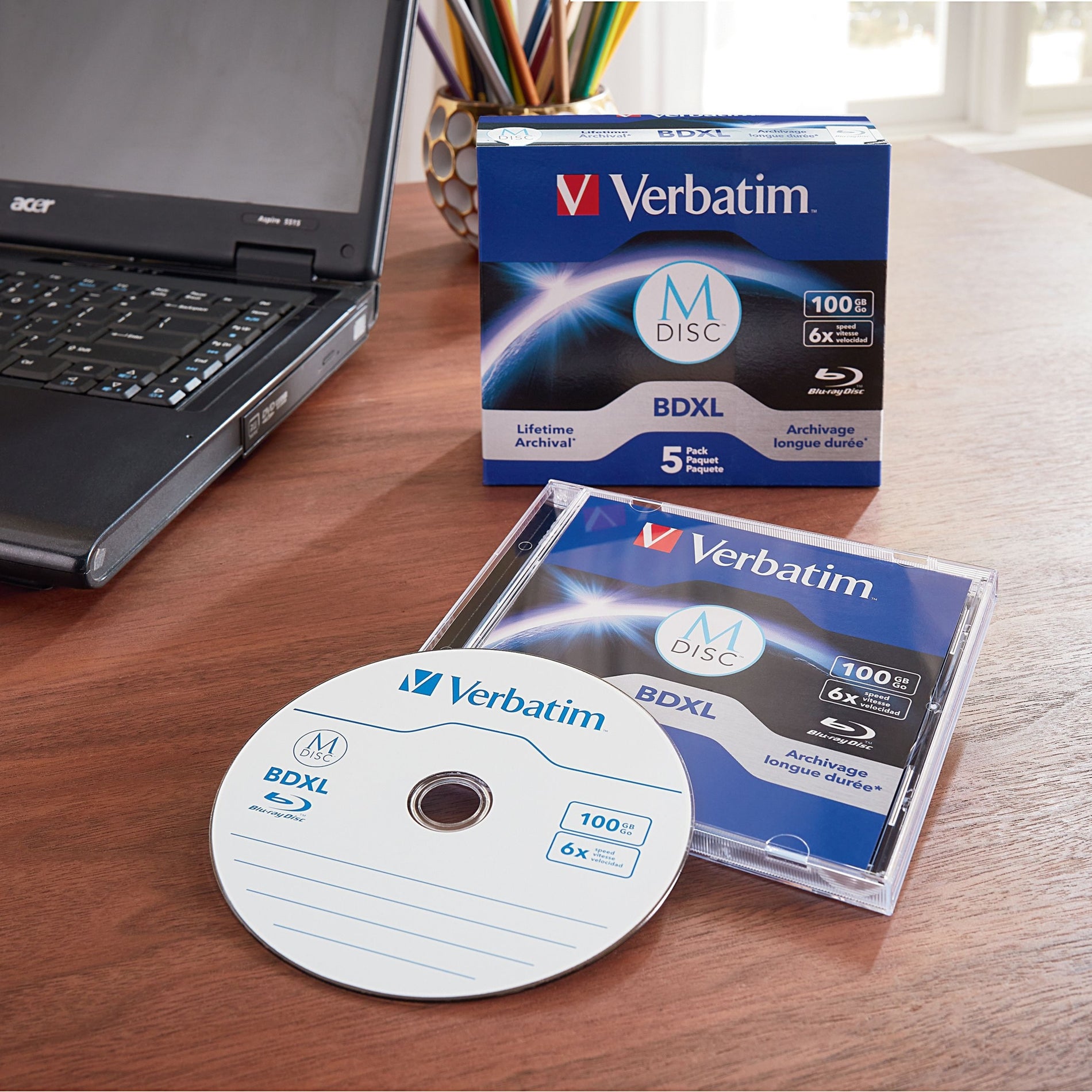 Verbatim 98913 M DISC BD-R XL 100GB 6X Lifetime Archival 5PK J/C, Blu-ray Recordable Media