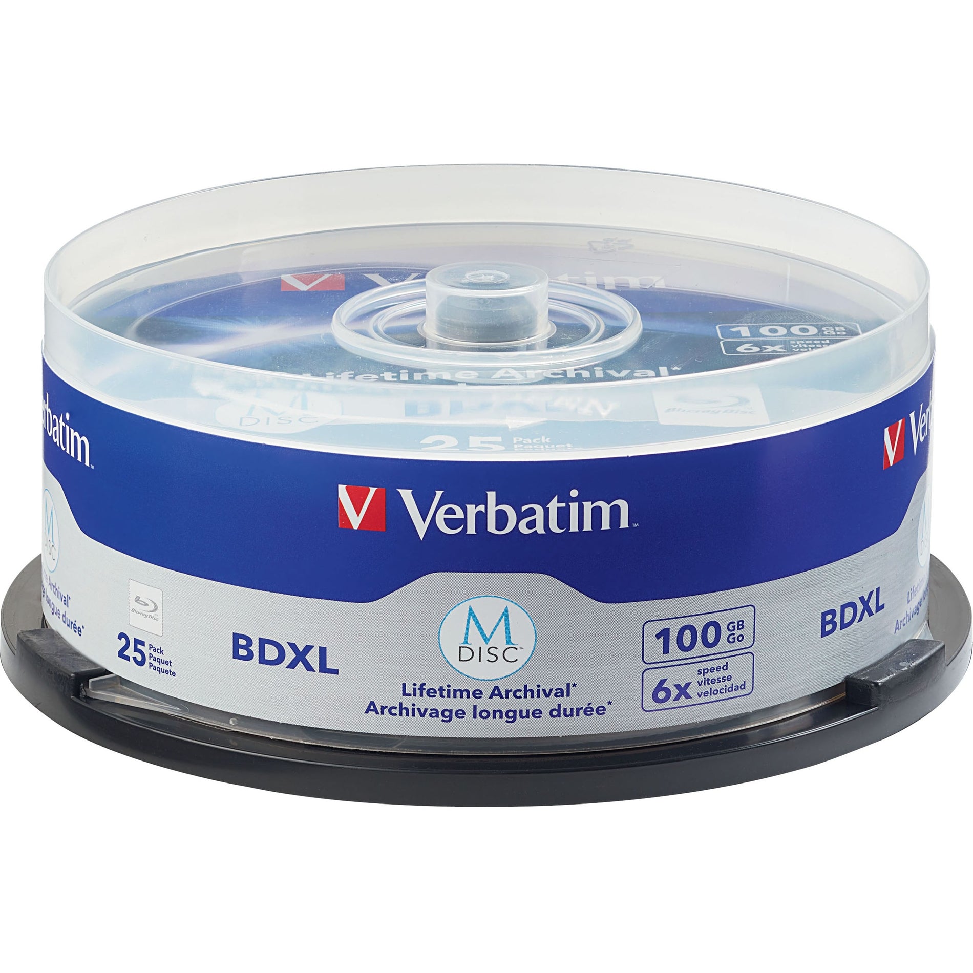 Verbatim 98914 M-Disc BDXL 100GB 6X with Branded Surface - 25pk Spindle, Blu-ray Recordable Media