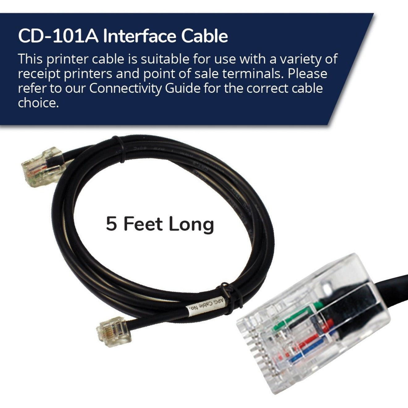 APG CD-101A RJ-12/RJ-45 Data Transfer Cable, 5 ft, Copper Conductor