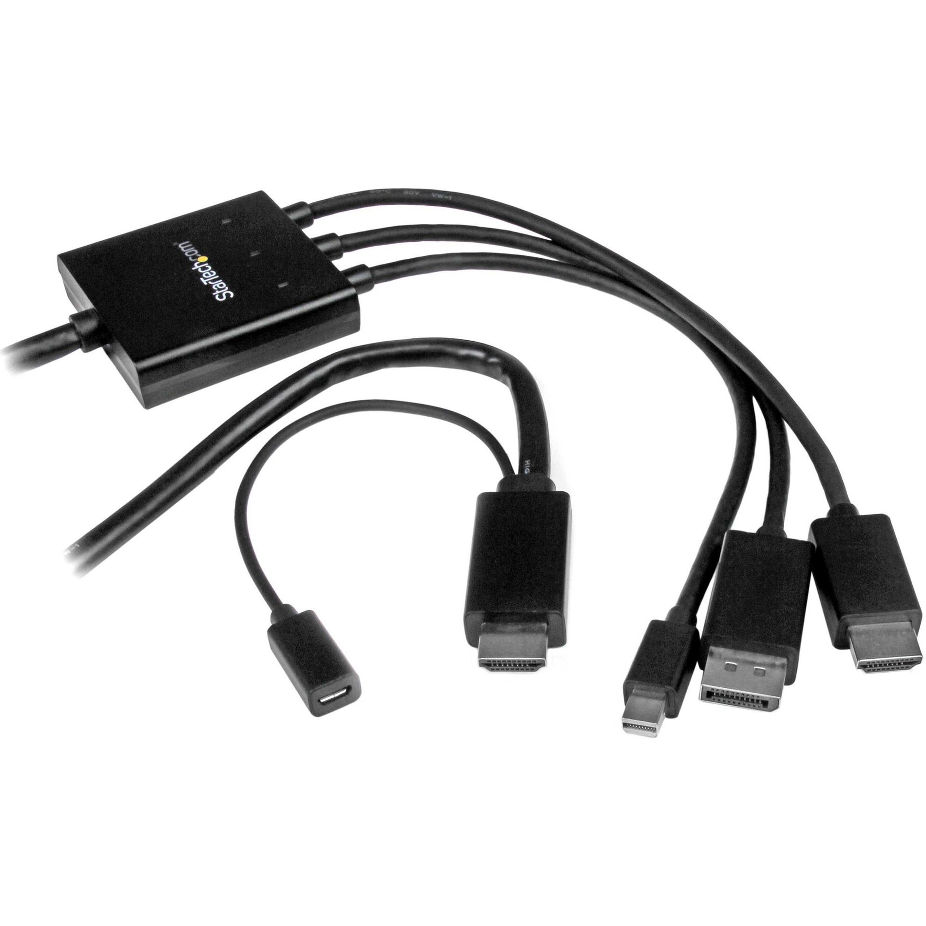StarTech.com DPMDPHD2HD HDMI, DisplayPort or Mini DisplayPort to HDMI Converter Cable - 2m (6 ft), Passive, USB-Power Delivery (USB PD)