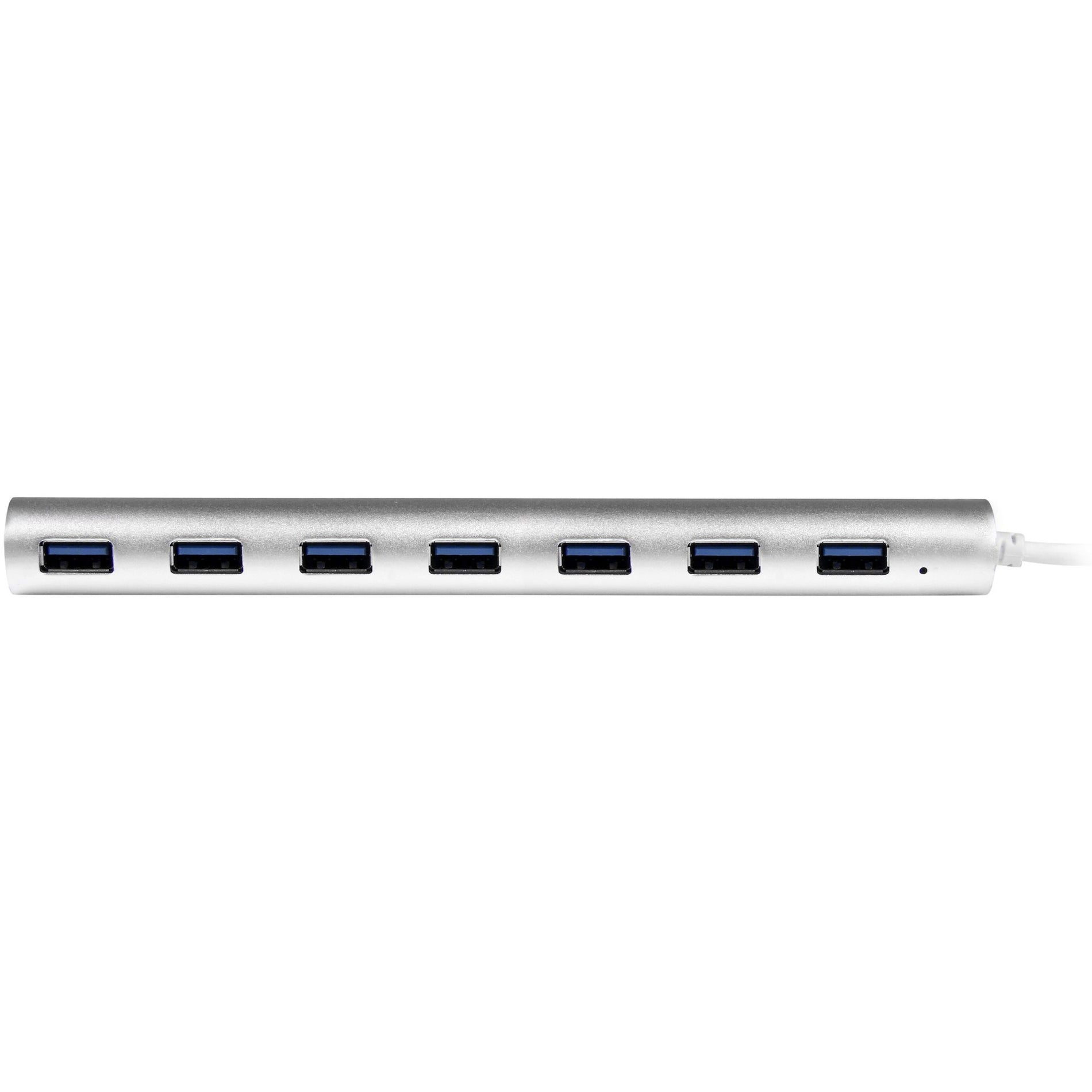StarTech.com ST73007UA 7 Port Compact USB 3.0 Hub with Built-in Cable - Aluminum USB Hub - Silver, High-Speed Data Transfer and Easy Connectivity