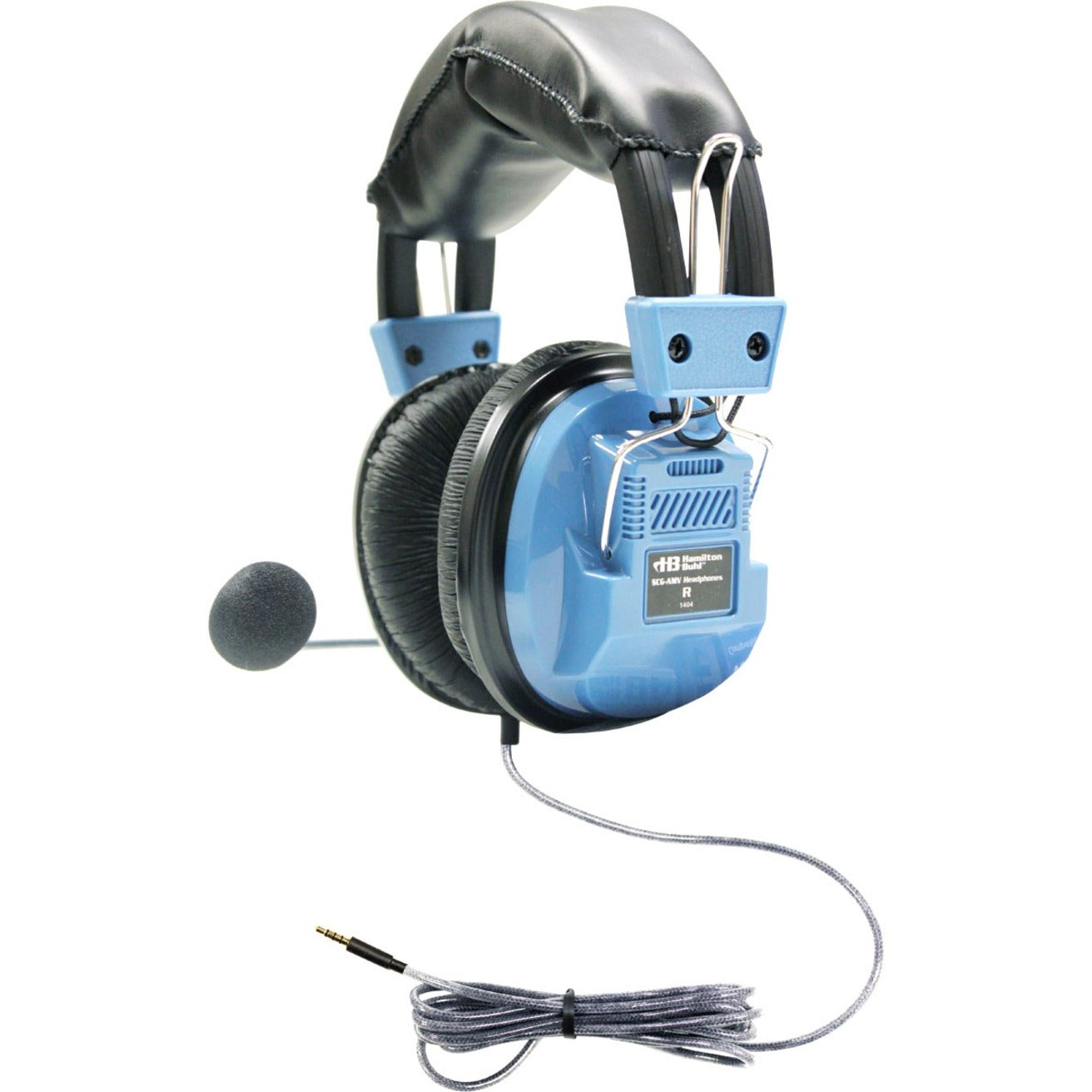 Ergoguys SCG-AMV Deluxe Headset mit Gooseneck-Mikrofon und TRRS-Stecker Über-dem-Kopf Hellblau Gepolstertes Kopfband Waschbar Schwenkmechanismus