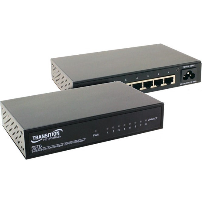 Transition Networks S8TB-NA Unmanaged Switch, 8 x Gigabit Ethernet Network, RoHS/WEEE Certified