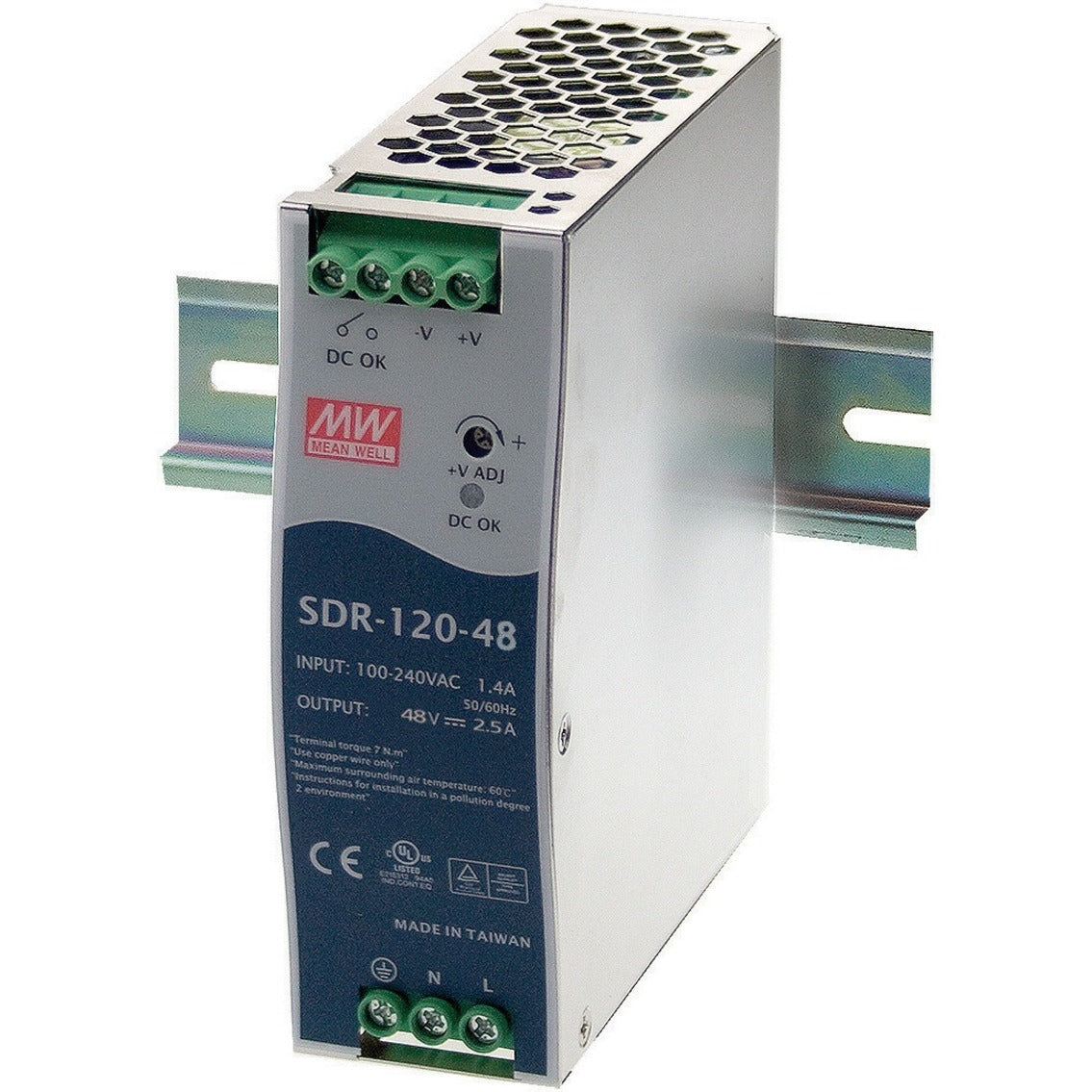 Black Box SDR-120-48 DIN Rail Industrial Power Supply - 120W, 48VDC