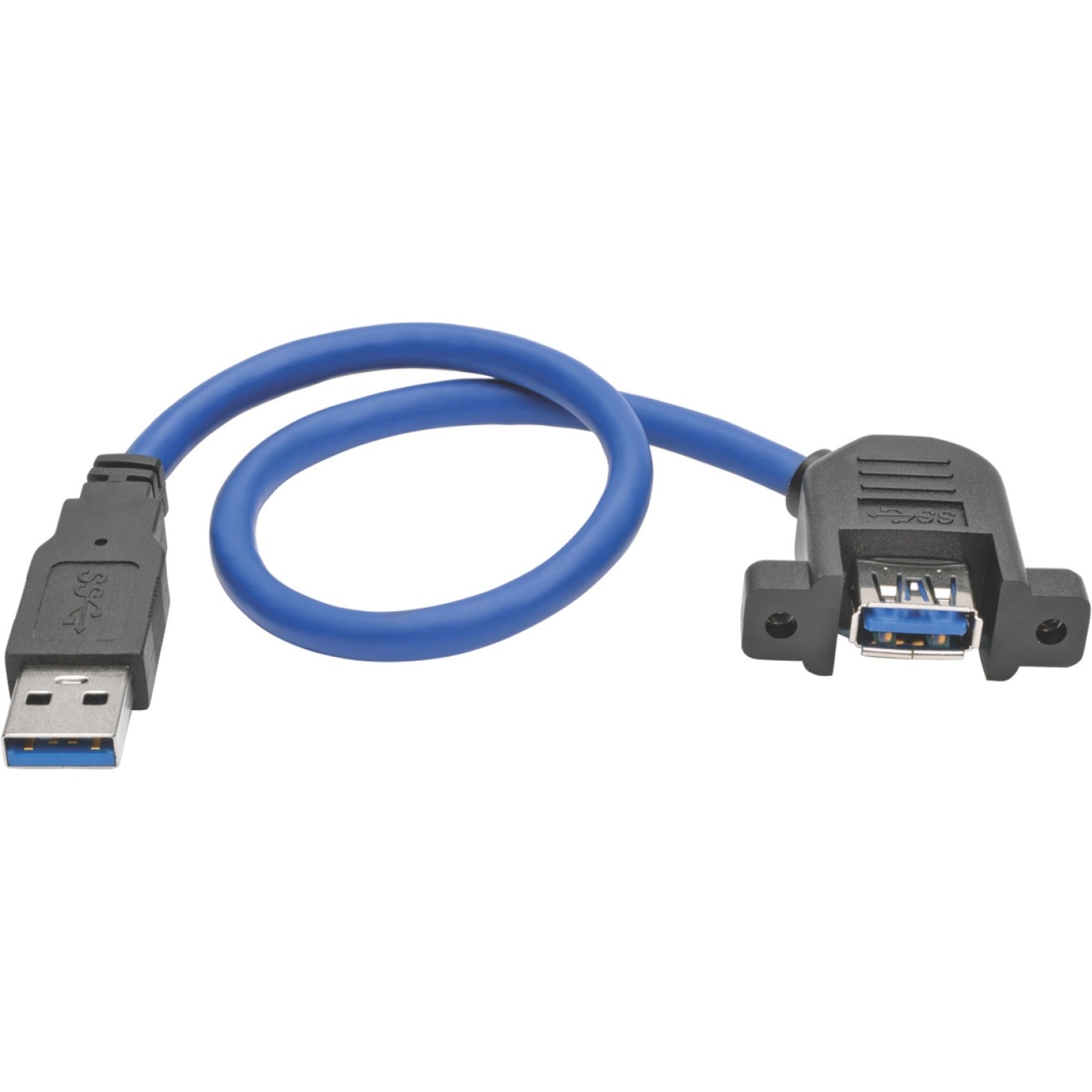 Tripp Lite U324-001-APM USB 3.0 SuperSpeed Panel-Mount Type-A Extension Cable (M/F), 1 ft, Gold-Plated Connectors, Rugged and Reliable