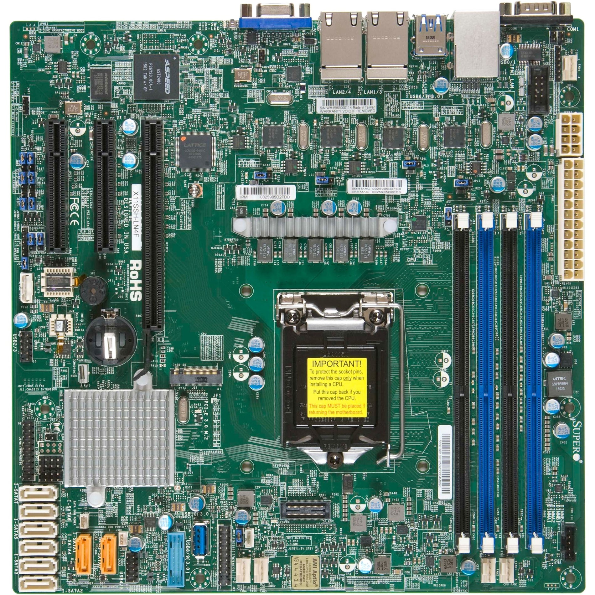 Supermicro MBD-X11SSH-LN4F-O X11SSH-LN4F Server Motherboard, Intel C236 Chipset, 64GB DDR4, Micro ATX