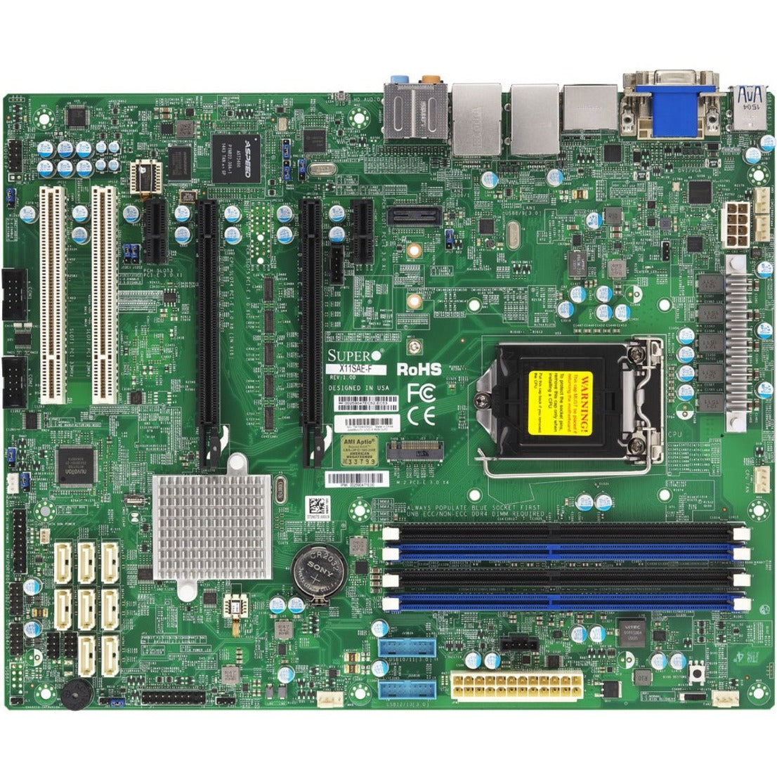Supermicro MBD-X11SAE-F-O X11SAE-F Workstation Motherboard, LGA1151 C236 MAX-64GB PCIE
