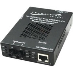 Transition Networks SPOEB1040-105-NA Stand-Alone Fast Ethernet PoE Media Converter, 10/100/1000BTX, 328.08 ft Distance Supported