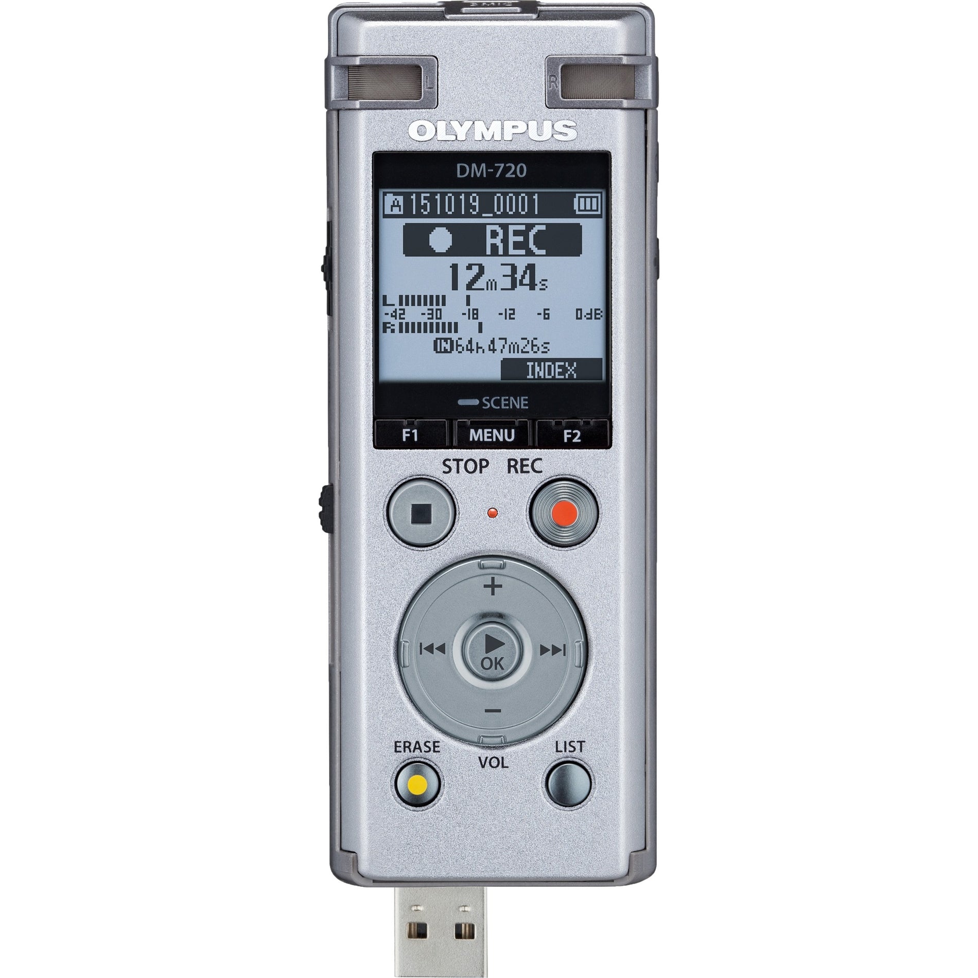 Olympus V414111SU000 DM-720 4GB Digital Voice Recorder, High Quality Recording, Directional Microphone