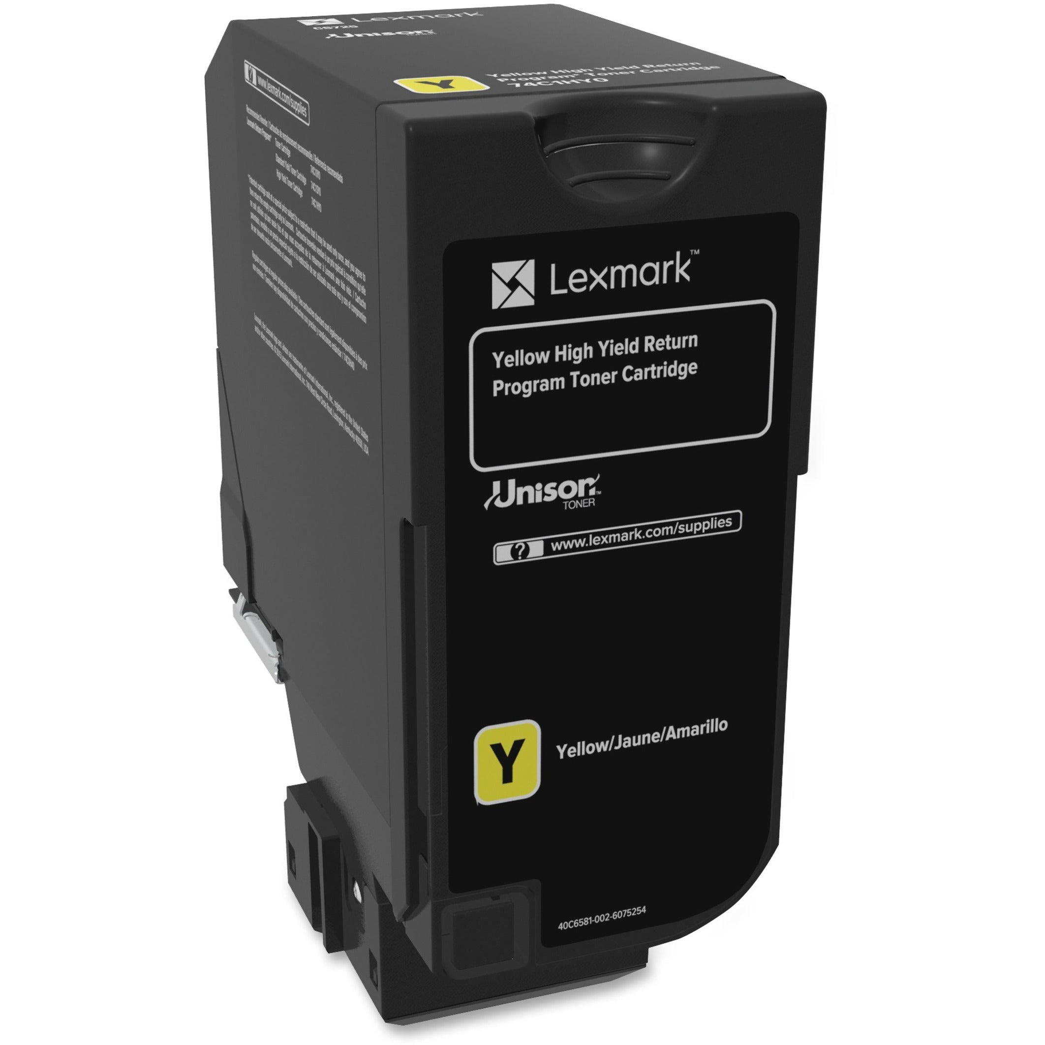 Lexmark 74C1HY0 Unison CS725 Return Program High Yield Toner Cartridge, Yellow, 12,000 Pages