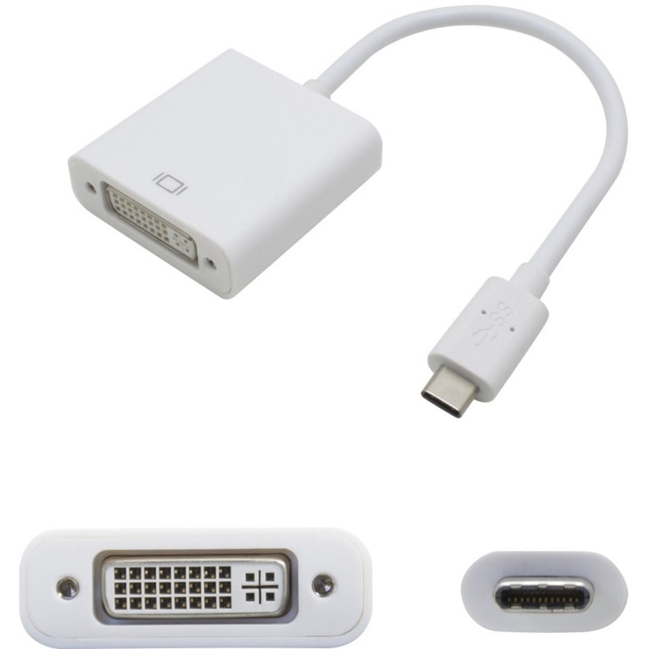 AddOn USBC2DVIIW USB/DVI Video/Data Transfer Cable, Reversible, 7.87", White Adapter
