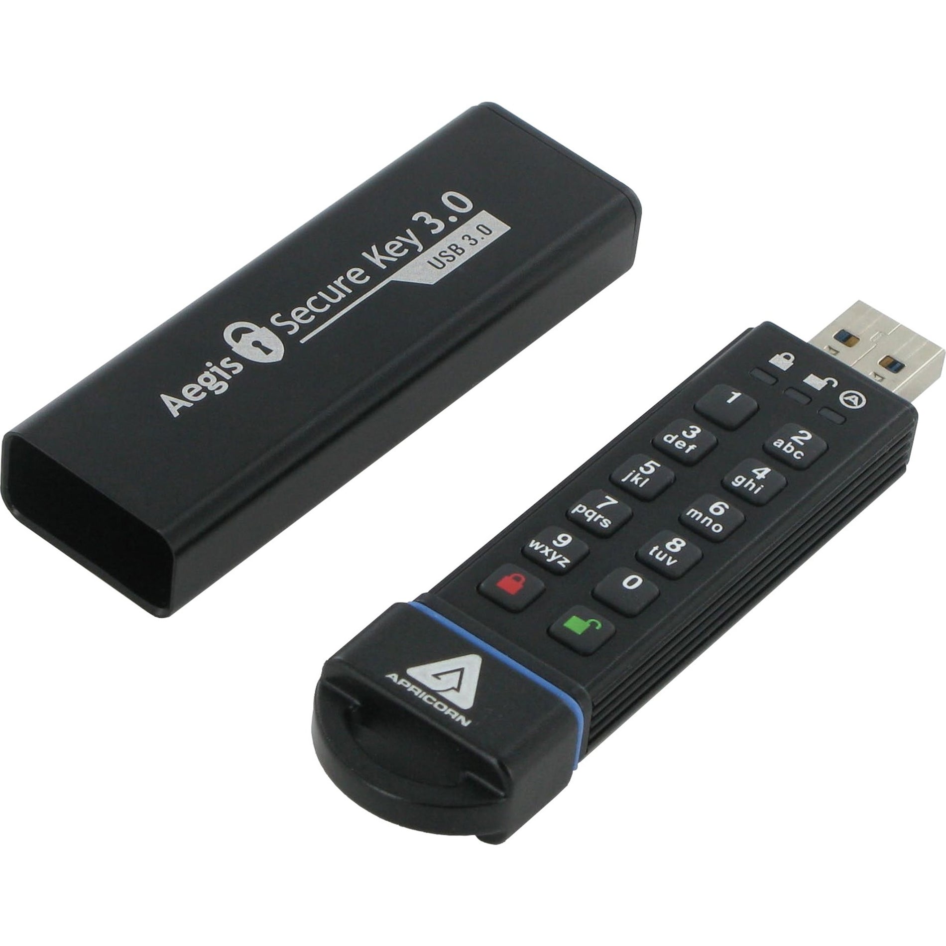 Apricorn ASK3-480GB Aegis Secure Key 3.0 USB 3.0 Flash Drive, 480GB Storage, 256-bit AES Encryption