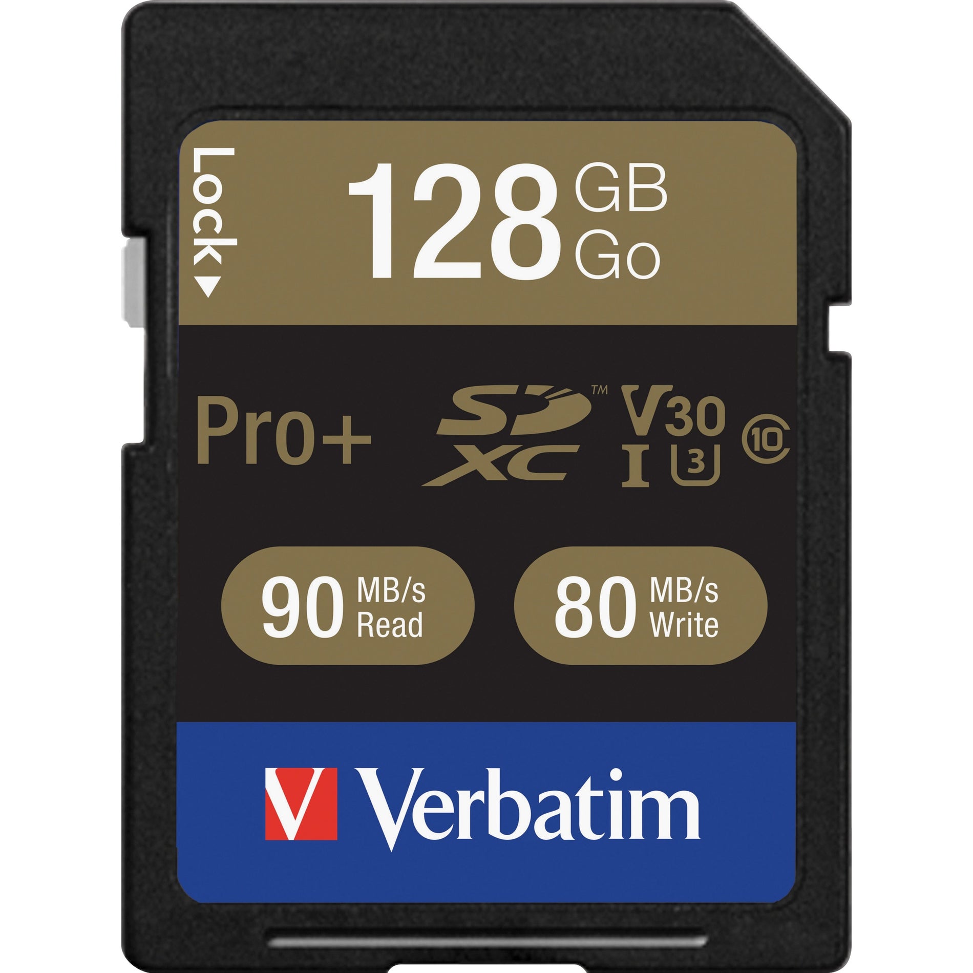 Verbatim 49198 Pro Plus 128 GB SDXC Memory Card, Class 10/UHS-I (U3), 90 MB/s Read Speed, 80 MB/s Write Speed