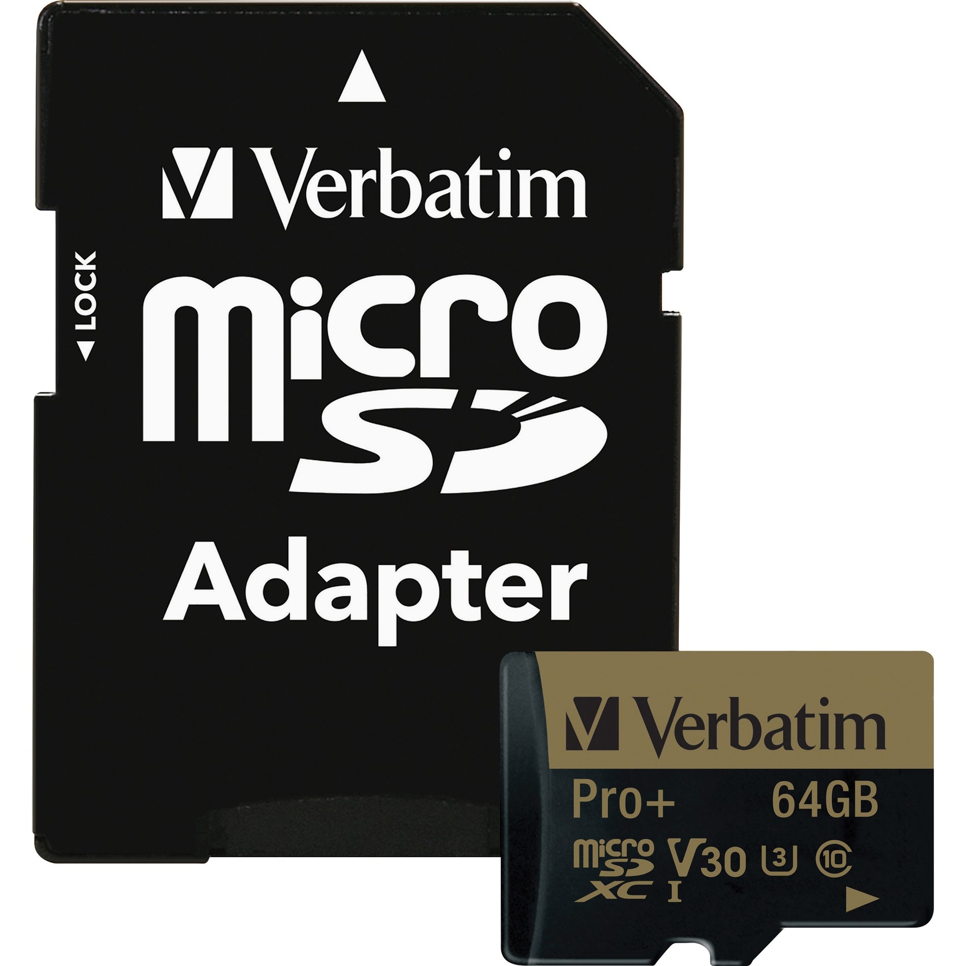 Verbatim 44034 Pro Plus microSDXC Memory Card, 64GB, Class 10/UHS-I (U3), 90MB/s Read Speed