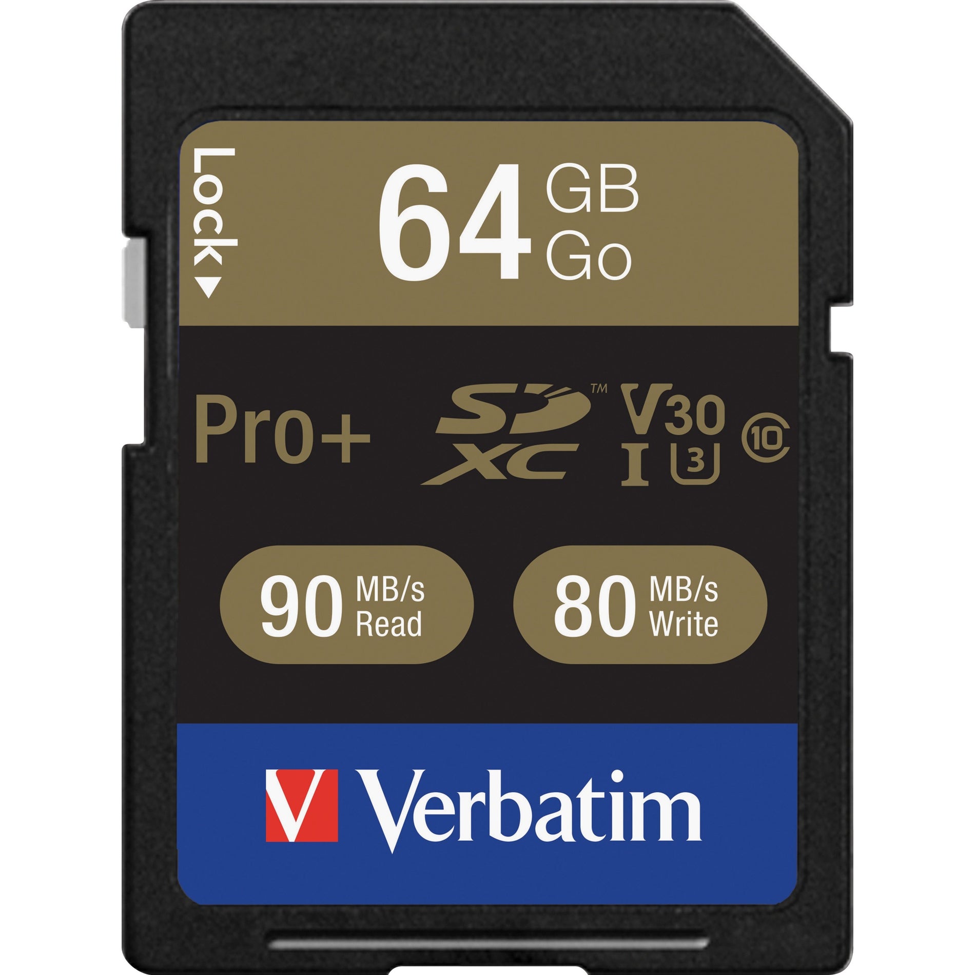 Verbatim 49197 Pro Plus 64 GB SDXC Memory Card, 600x Speed Class, Lifetime Warranty