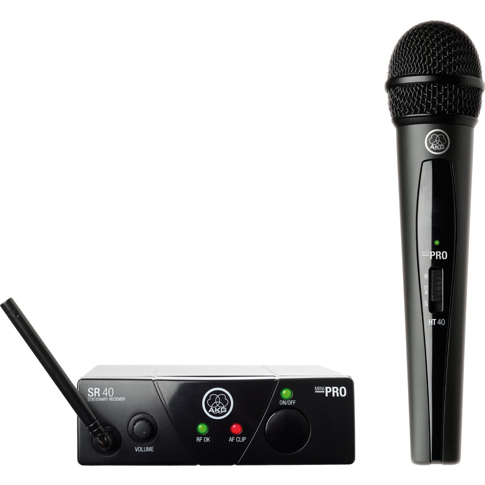 AKG 3347X00130 WMS40 Mini Single Vocal Set, Wireless Microphone System, 65.62 ft Operating Range, 20 kHz Maximum Frequency Response, 40 Hz Minimum Frequency Response, 539.30 MHz Maximum Operating Frequency, 110 dB(A) Signal to Noise Ratio (SNR A-Weighted)