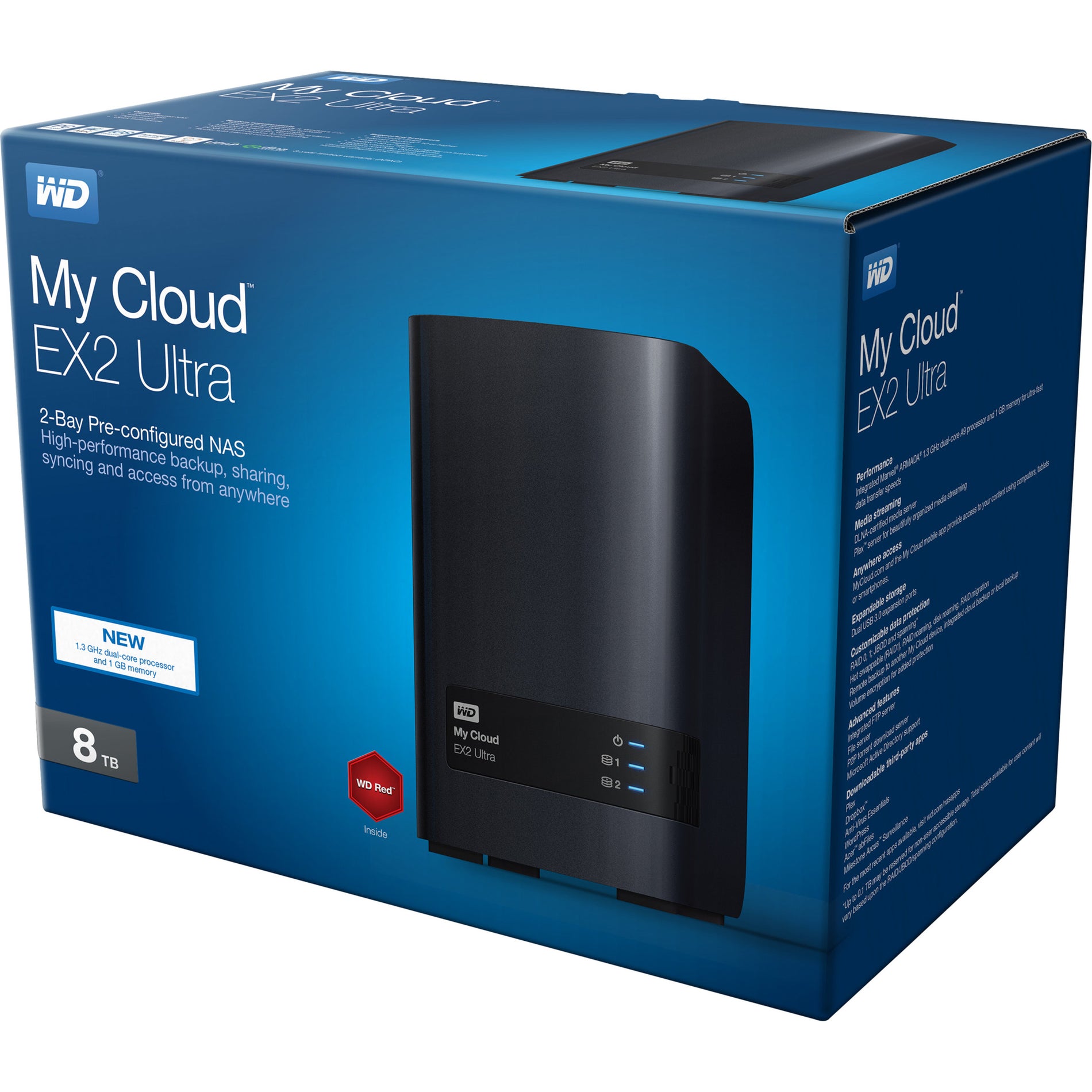 WD WDBVBZ0080JCH-NESN My Cloud EX2 Ultra Network Attached Storage - NAS, 8TB Total Hard Drive Capacity Installed