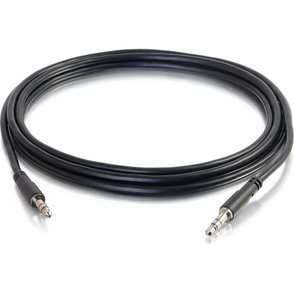 C2G 22602 10ft Slim Aux 3.5mm Audio Cable - M/M, Strain Relief, EMI/RF Protection, Black