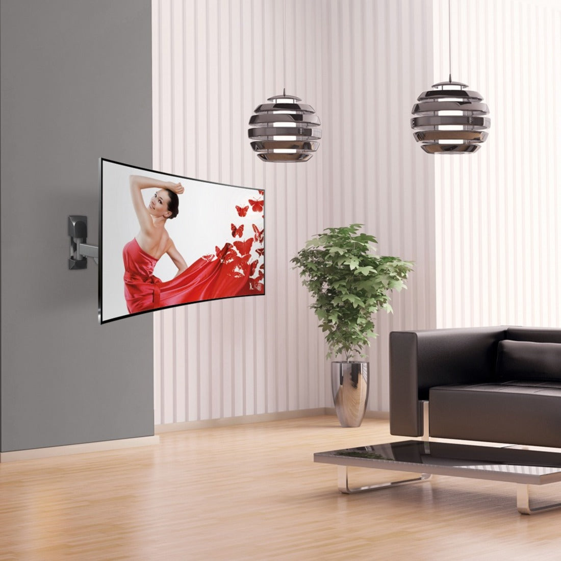 Barkan 3300.B Full-Motion Wall Mount for TV - Black, 29-65" screens, 88lbs weight capacity
