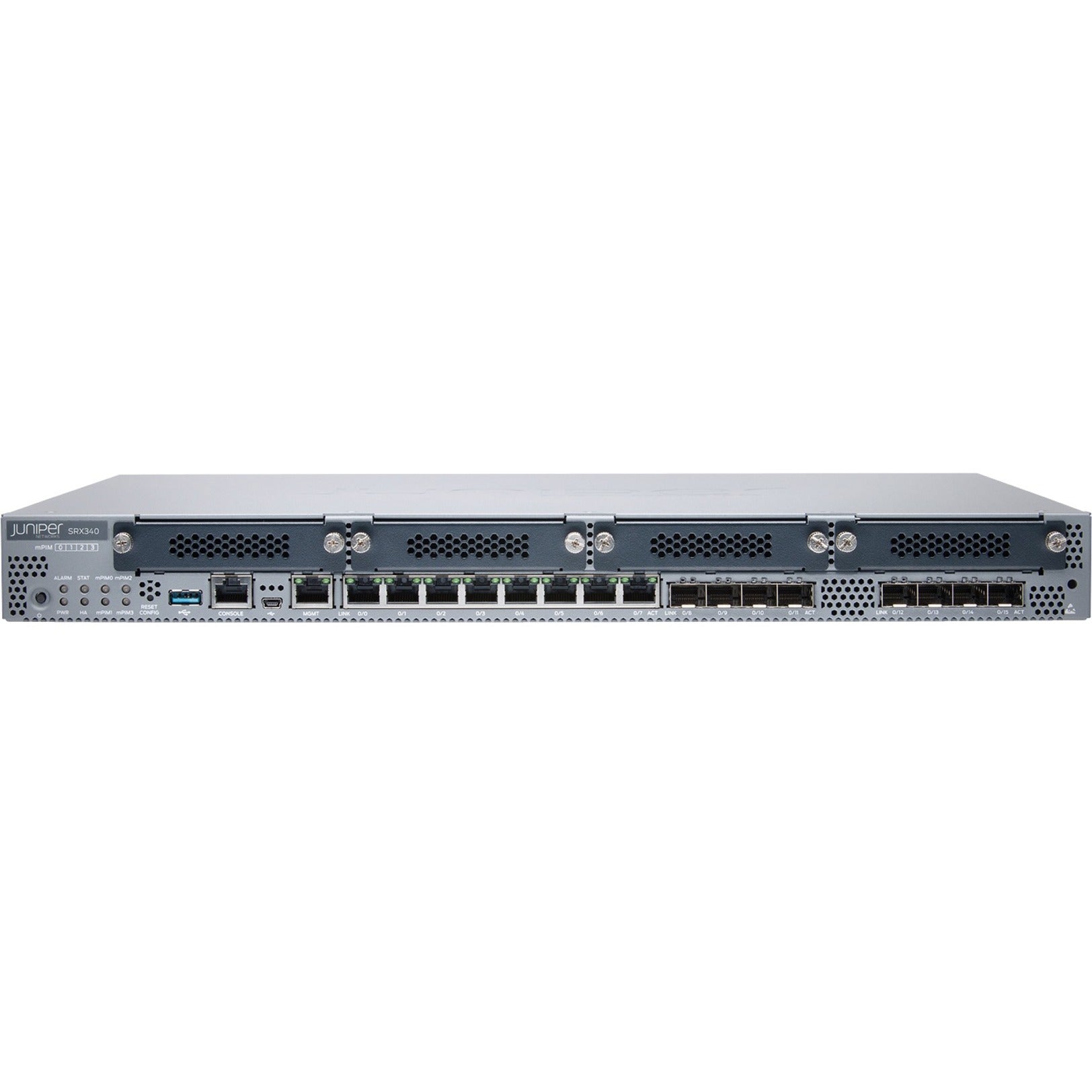 Juniper SRX340 Router, Gigabit Ethernet, 8 Ports, 1U Rack-mountable