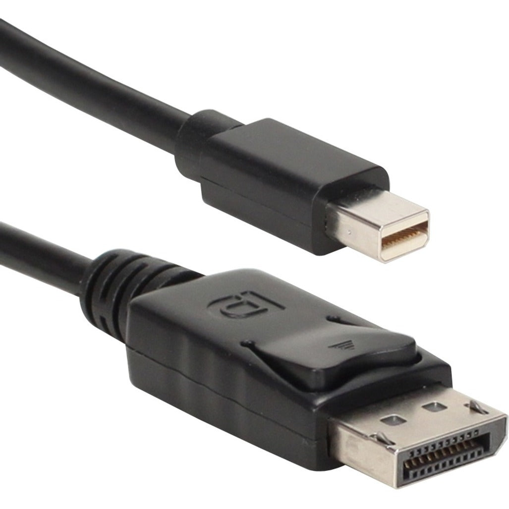 QVS MDPDP-2MBK 2-Meter Mini DisplayPort to DisplayPort UltraHD 4K Black Cable, Locking Latch, 6.50 ft Length