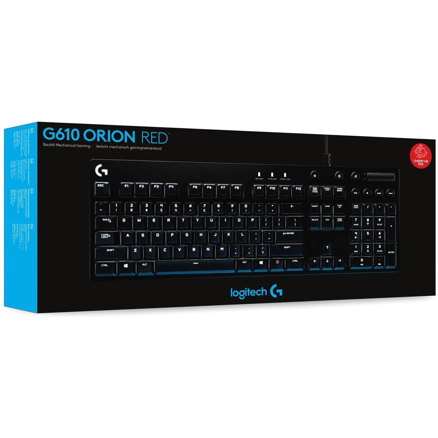 Logitech 920-007839 G610 Orion Red Backlit Mechanical Gaming Keyboard, 2 Year Warranty, USB 2.0 Connectivity