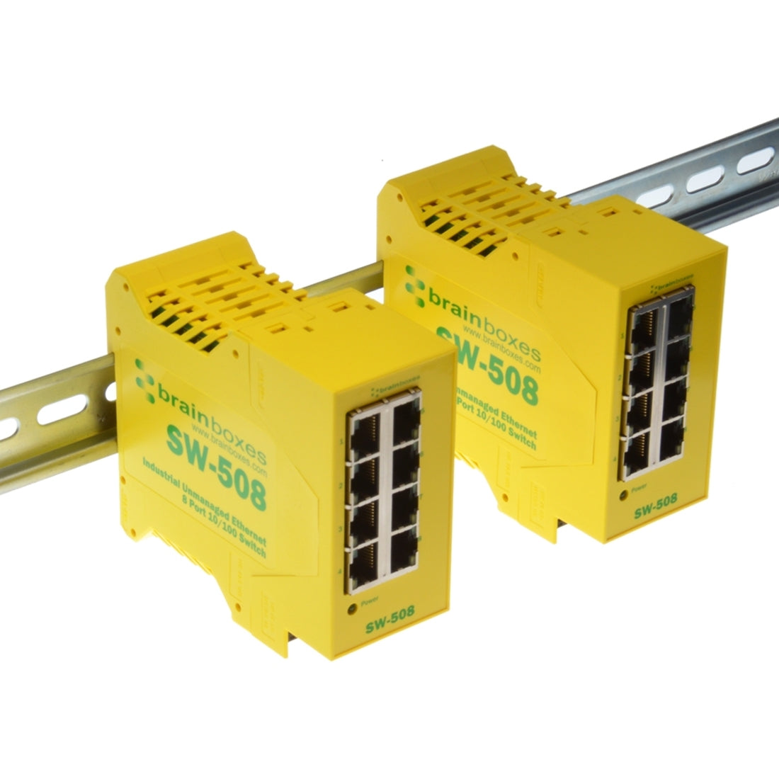 Brainboxes SW-508 Industrial Ethernet 8 Port Switch DIN Rail Mountable, Galvanic Isolation, Lifetime Warranty