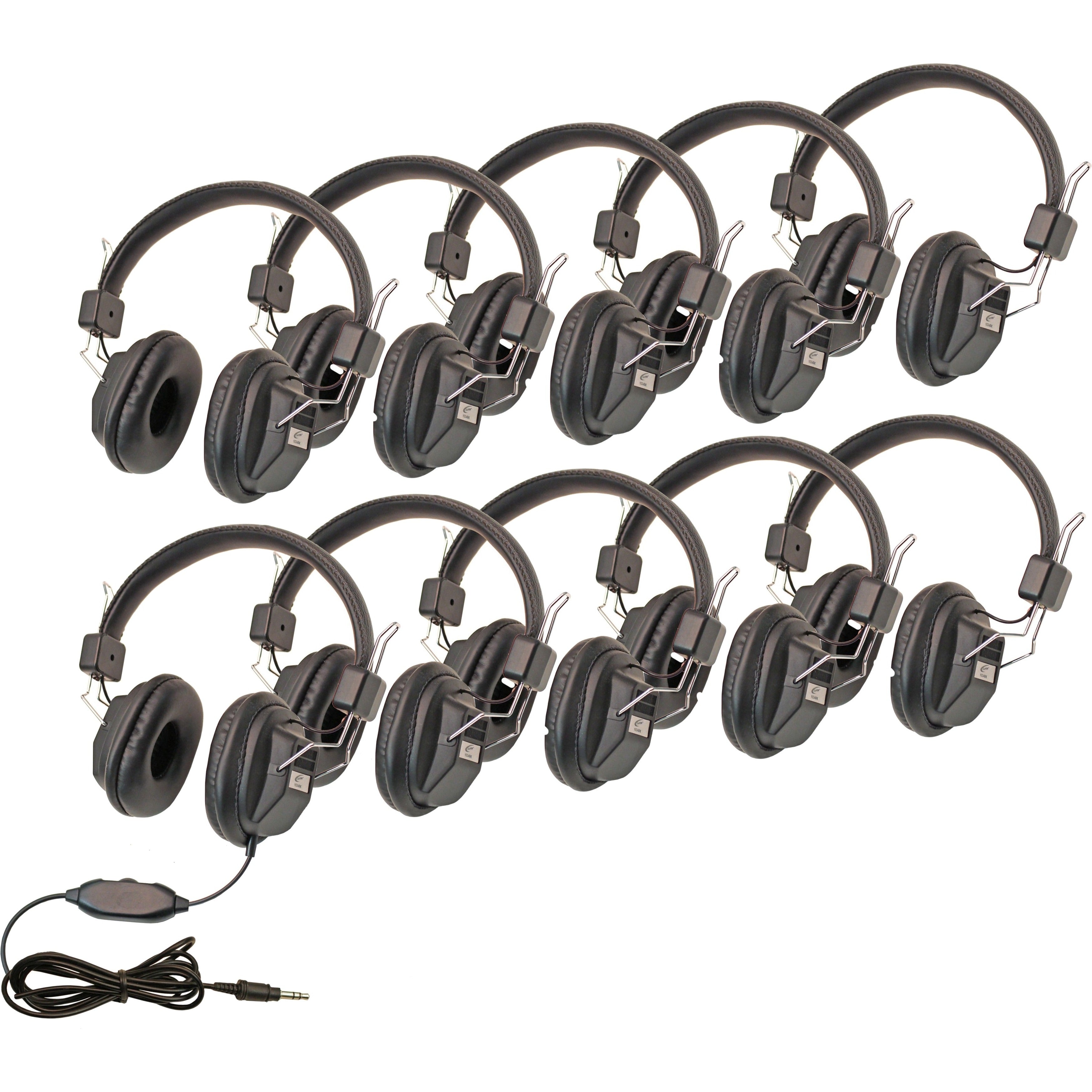 Califone 1534BK-10L 10 Pack Kids Headphone, Adjustable Headband, Comfortable, Noise Reduction