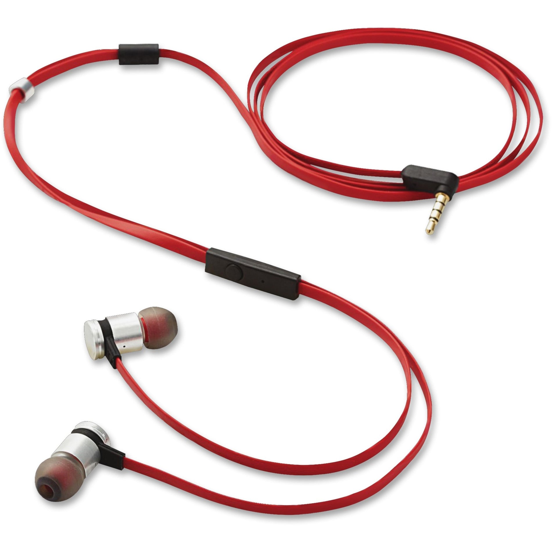 Verbatim 99210 Listen / Talk Earphones, Red/Silver, In-line Remote, Comfortable, Tangle-free Cable
