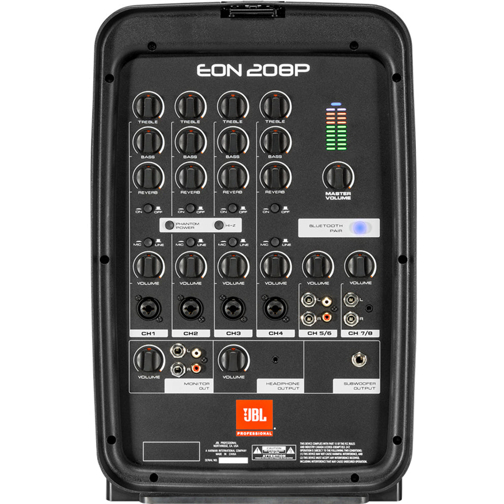 JBL EON208P 8" Packaged PA System With 8-channel Integrated Mixer, Lightweight, Bluetooth