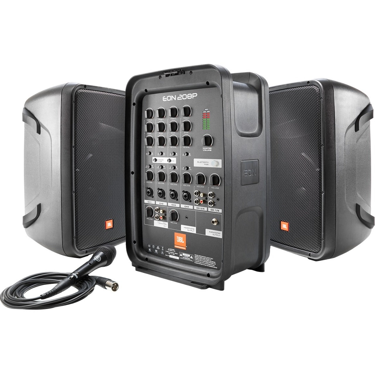 JBL EON208P 8" Packaged PA System With 8-channel Integrated Mixer, Lightweight, Bluetooth