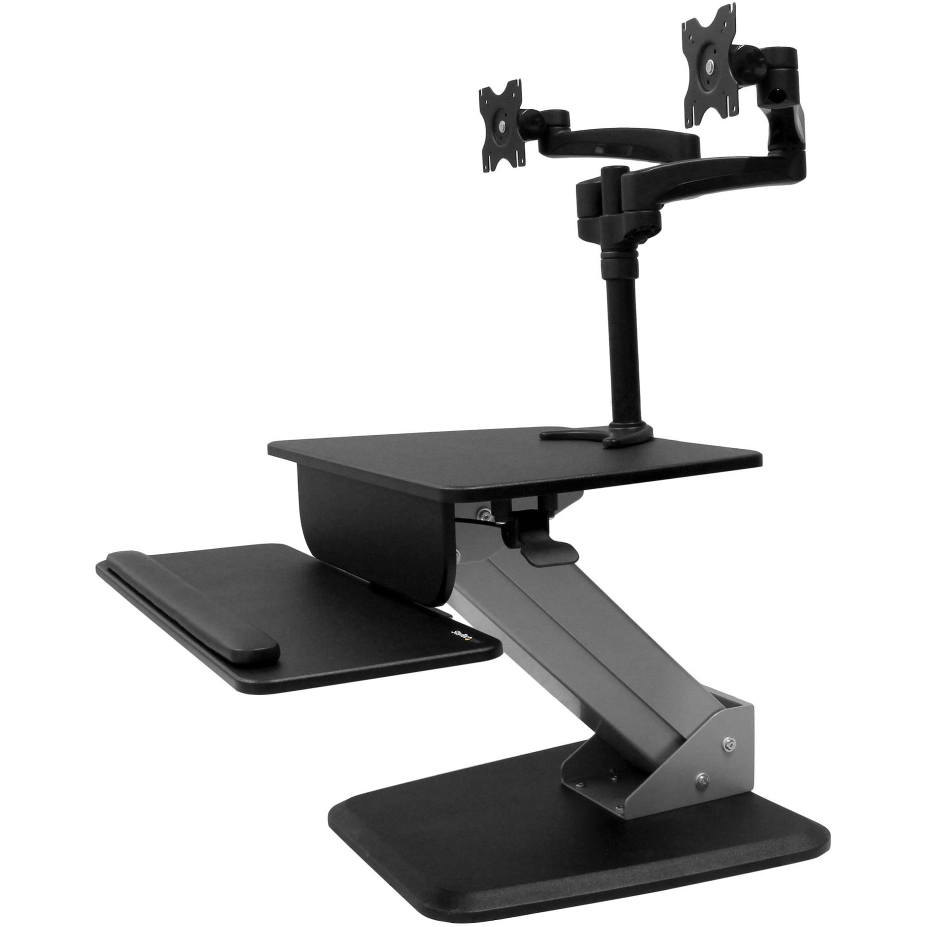 StarTech.com BNDSTSDUAL Dual Monitor Sit-to-stand Workstation - One-Touch Height Adjustment, Pan, Tilt, Swivel, Rotation, Keyboard Tray, Compact, Ergonomic