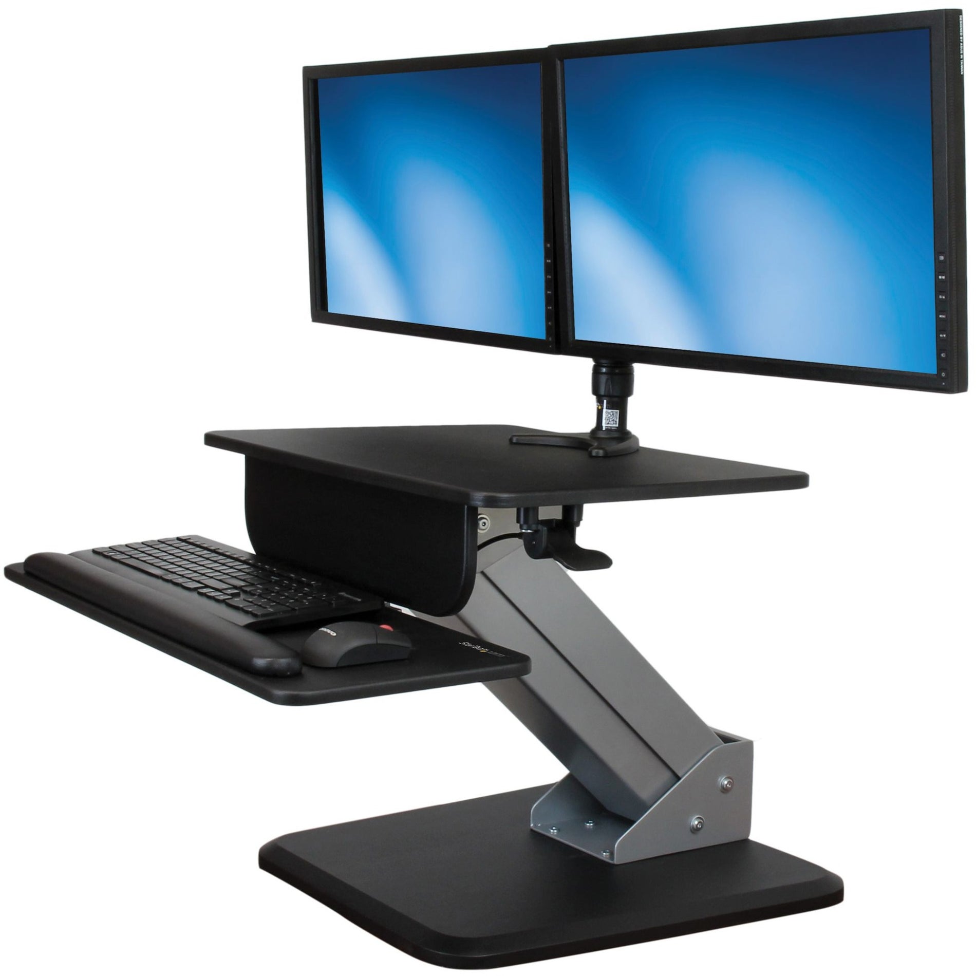 StarTech.com BNDSTSDUAL Dual Monitor Sit-to-stand Workstation - One-Touch Height Adjustment, Pan, Tilt, Swivel, Rotation, Keyboard Tray, Compact, Ergonomic