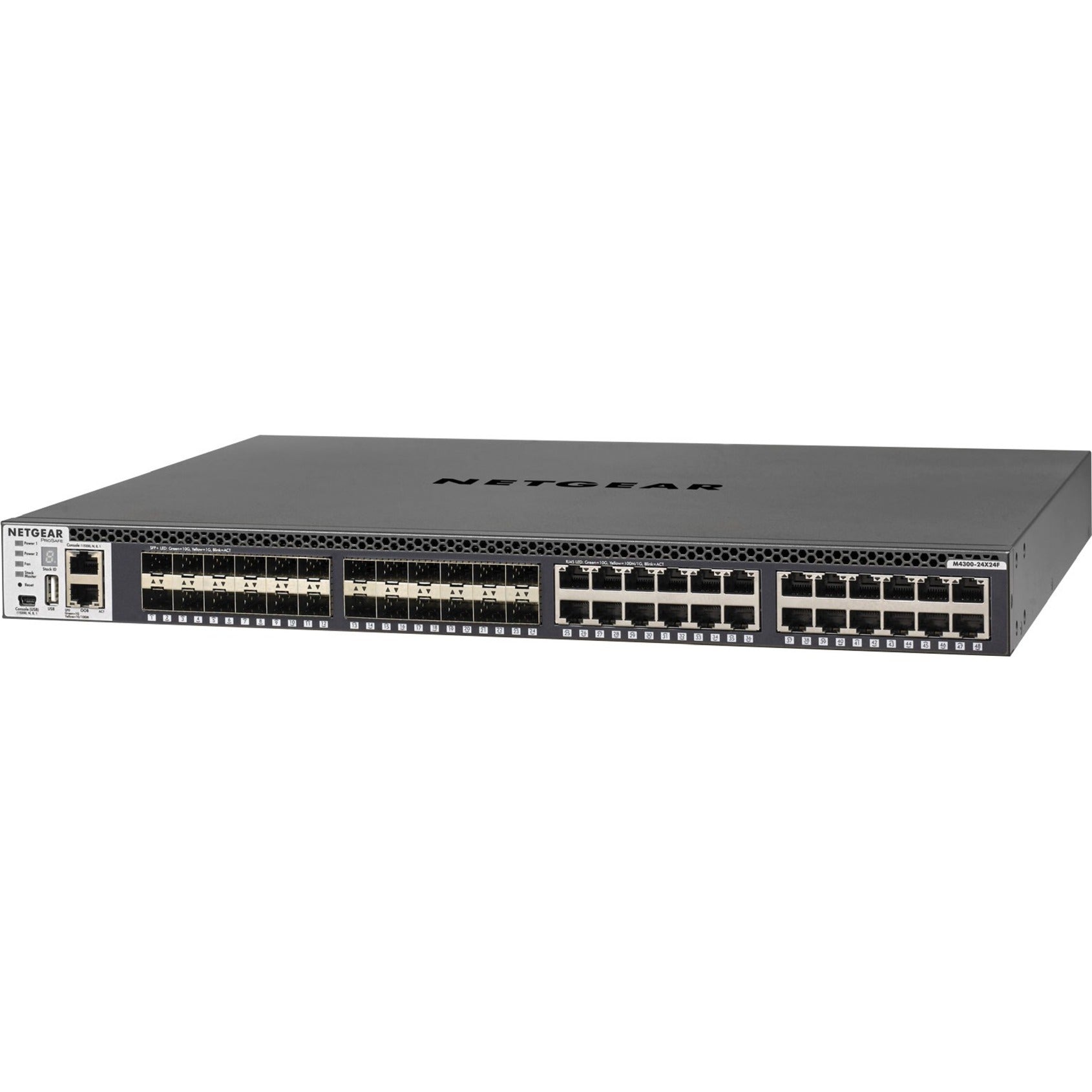Netgear XSM4348S-100NES M4300-24X24F ProSafe Stackable Managed Switch with 48x10G including 24x10GBASE-T and 24xSFP+ Layer 3, 10GBase-T, 10GBase-X, 1U Rack