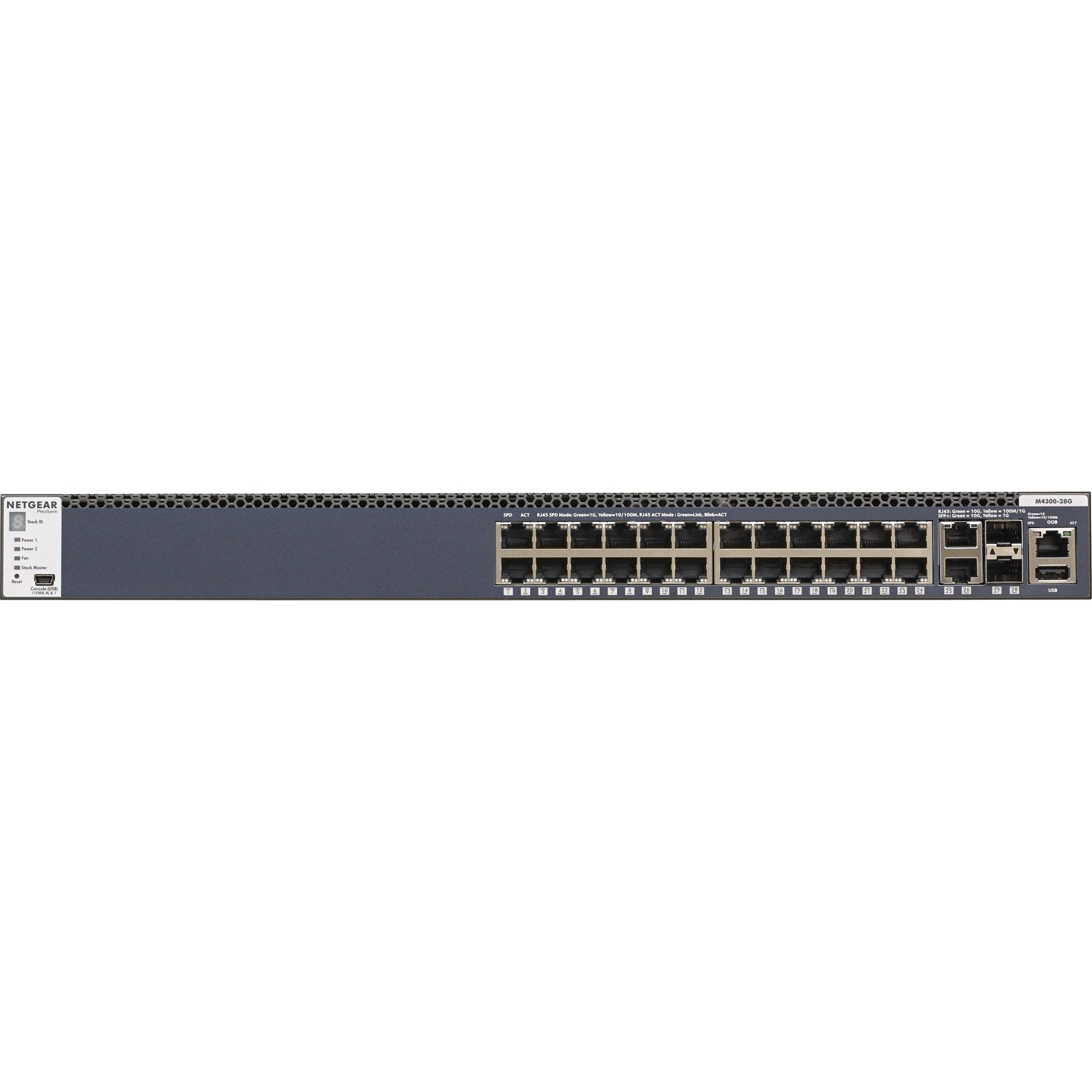 Netgear GSM4328S-100NES M4300-28G ProSafe Managed Switch 24x1G Stackable 2x10GBASE-T and 2xSFP+ Layer 3 Switch