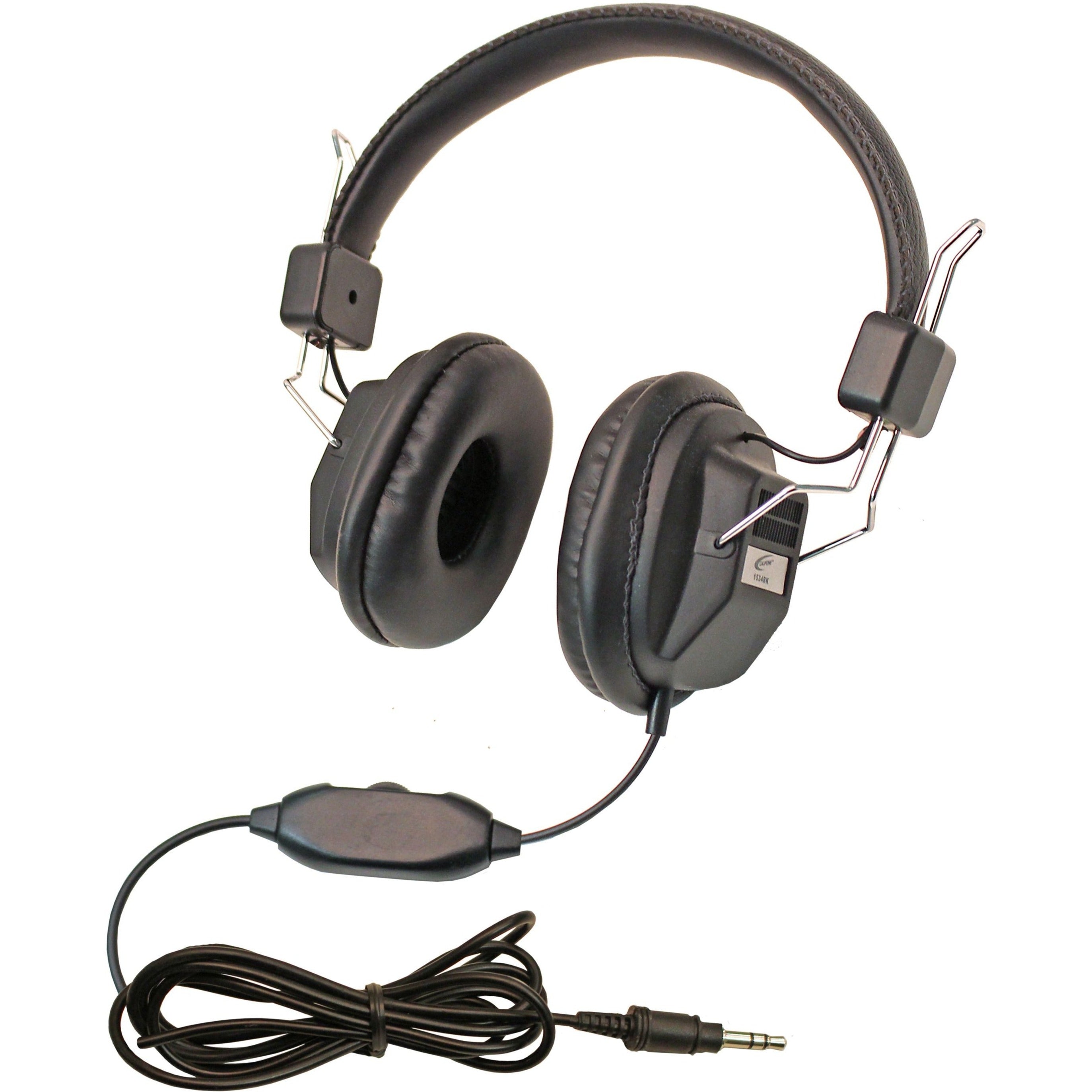 Califone 1534BK Kids Headphone, Wired Over-the-head Stereo Headphone with Padded Headband, Adjustable Headband, Rugged Design, and Noise Reduction