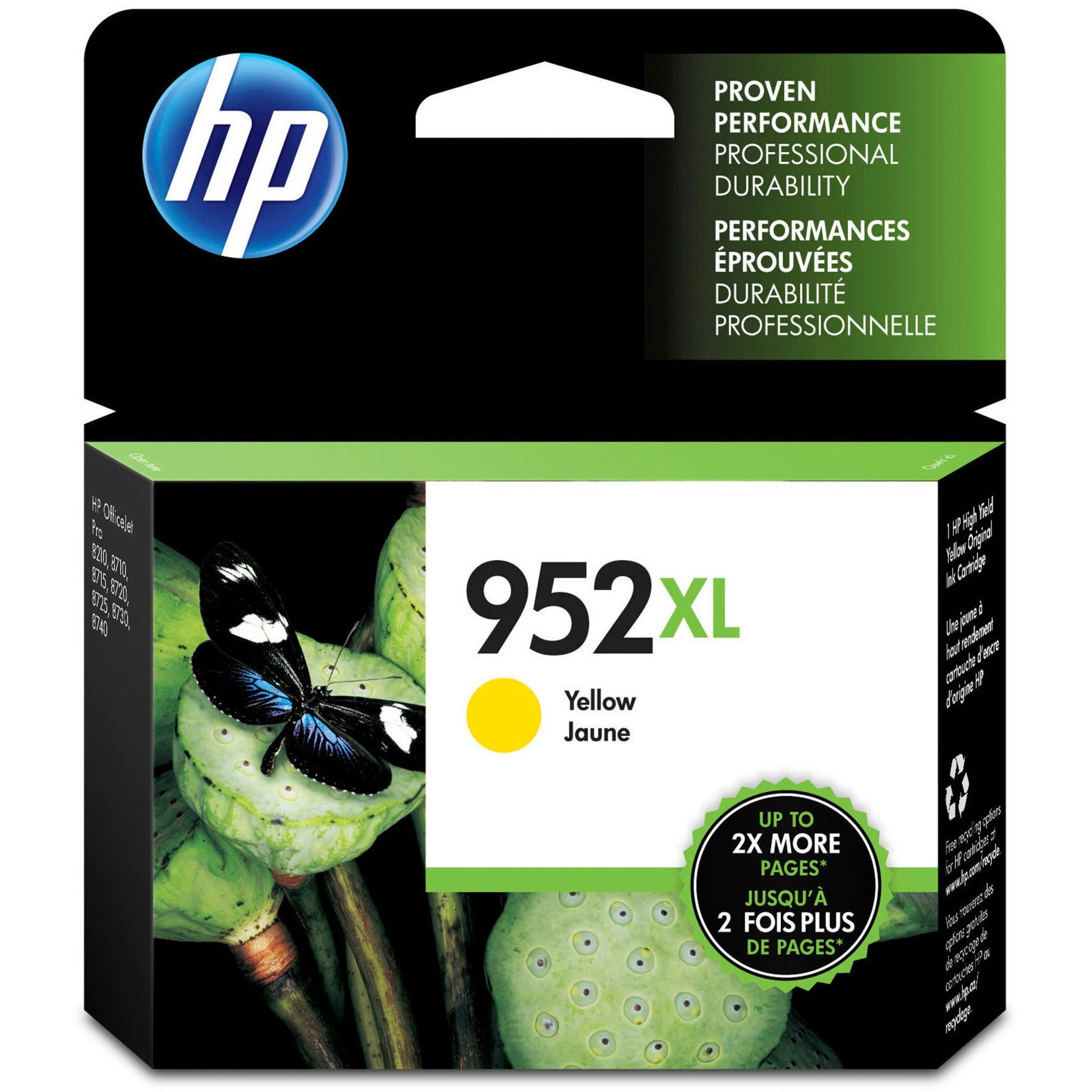 HP L0S67AN 952XL High Yield Yellow Original Ink Cartridge, 1600 Page Yield