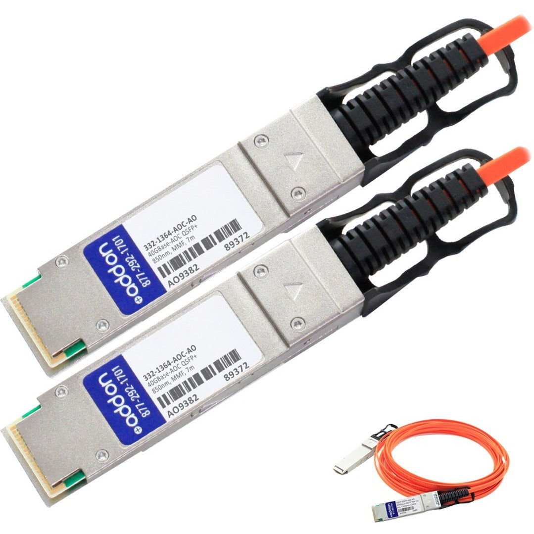 AddOn 332-1364-AOC-AO Fiber Optic Network Cable, 40GBase-AOC QSFP+ to QSFP+ Direct Attach Cable (850nm, MMF, 7m)