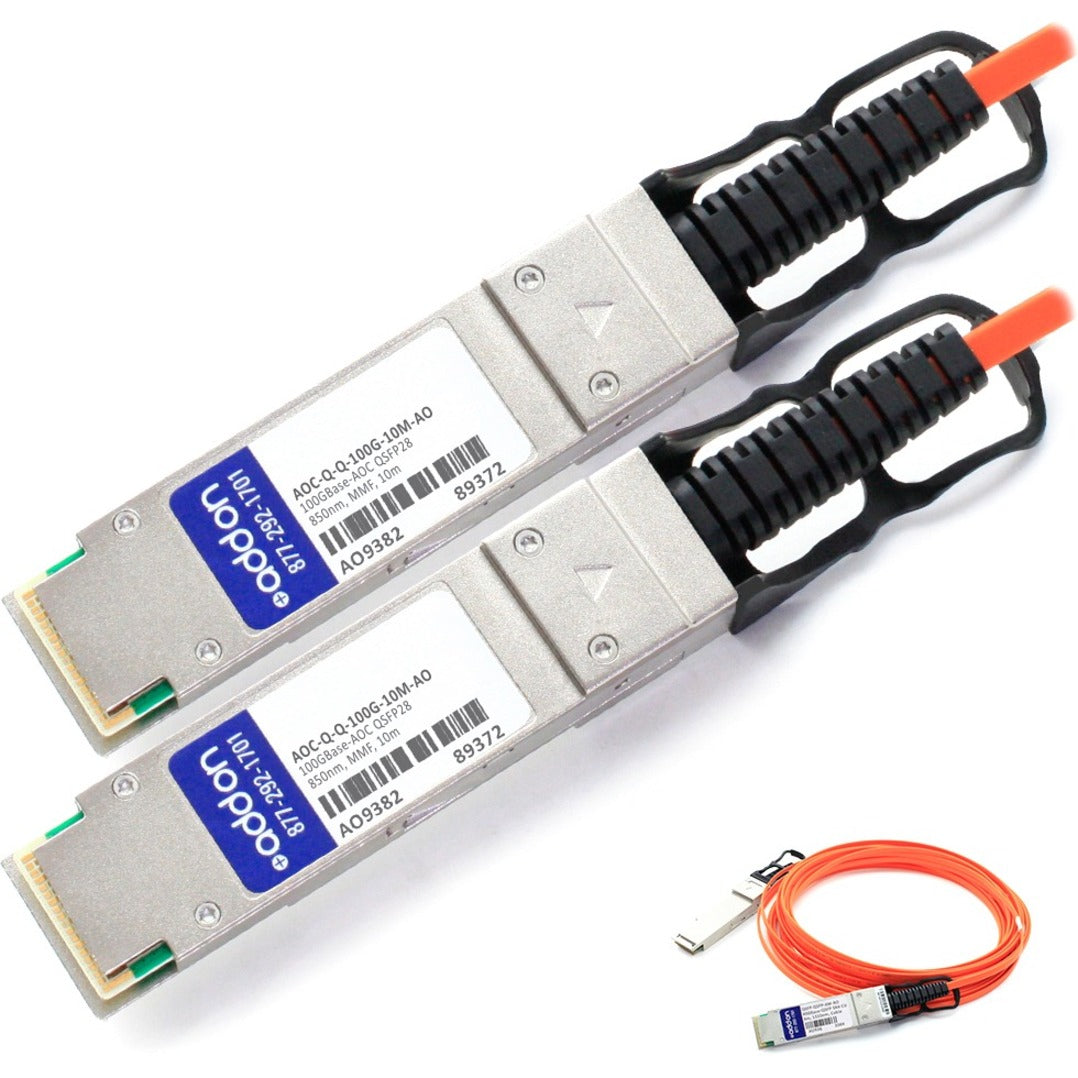 AddOn AOCQQ100G10MAO AOC-Q-Q-100G-10M-AO Fiber Optic Network Cable, 100GBase-AOC QSFP28 to QSFP28 Active Optical Cable (850nm, MMF, 10m)