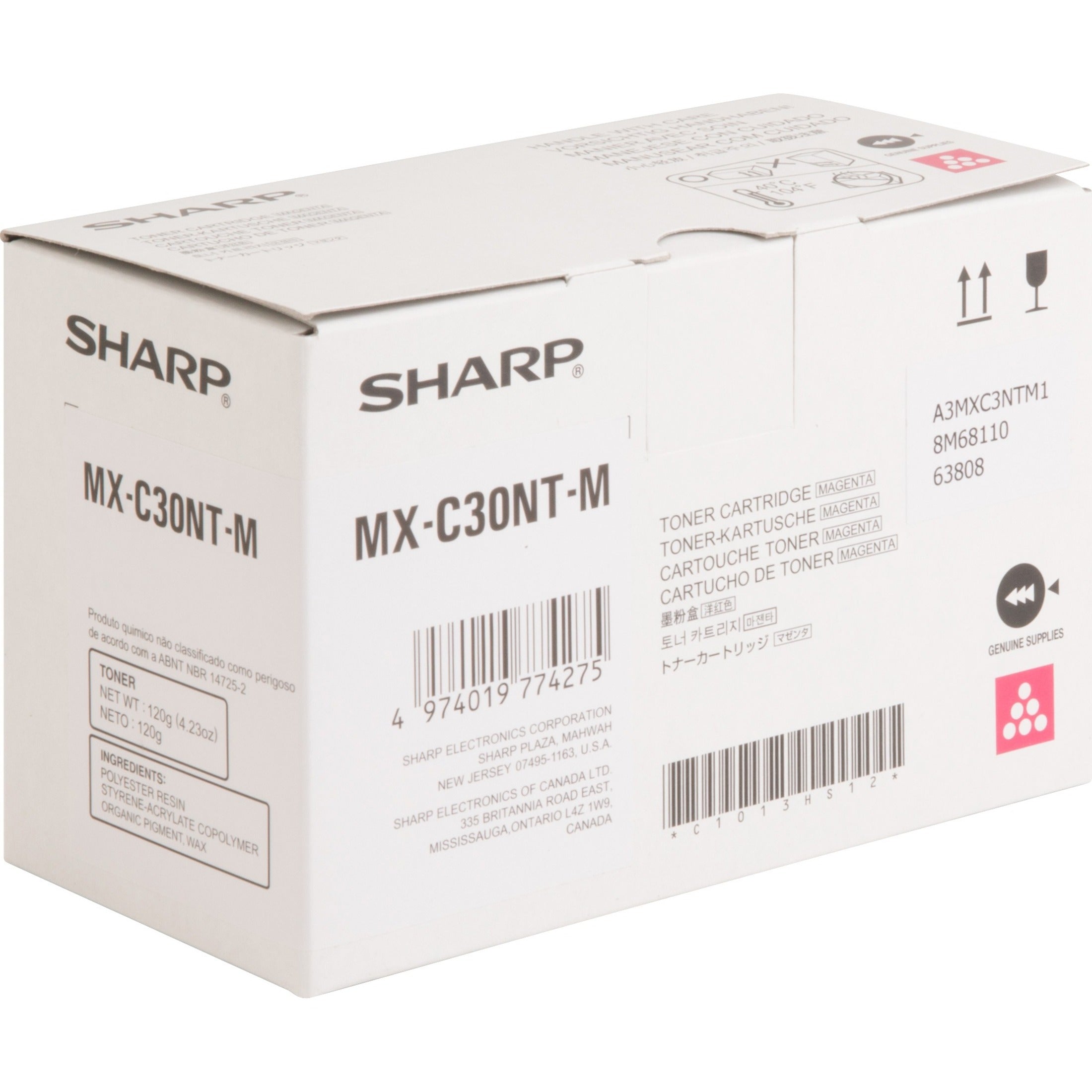 Sharp MXC30NTM Magenta Toner Cartridge, 6000 Page Yield, for MX-C300