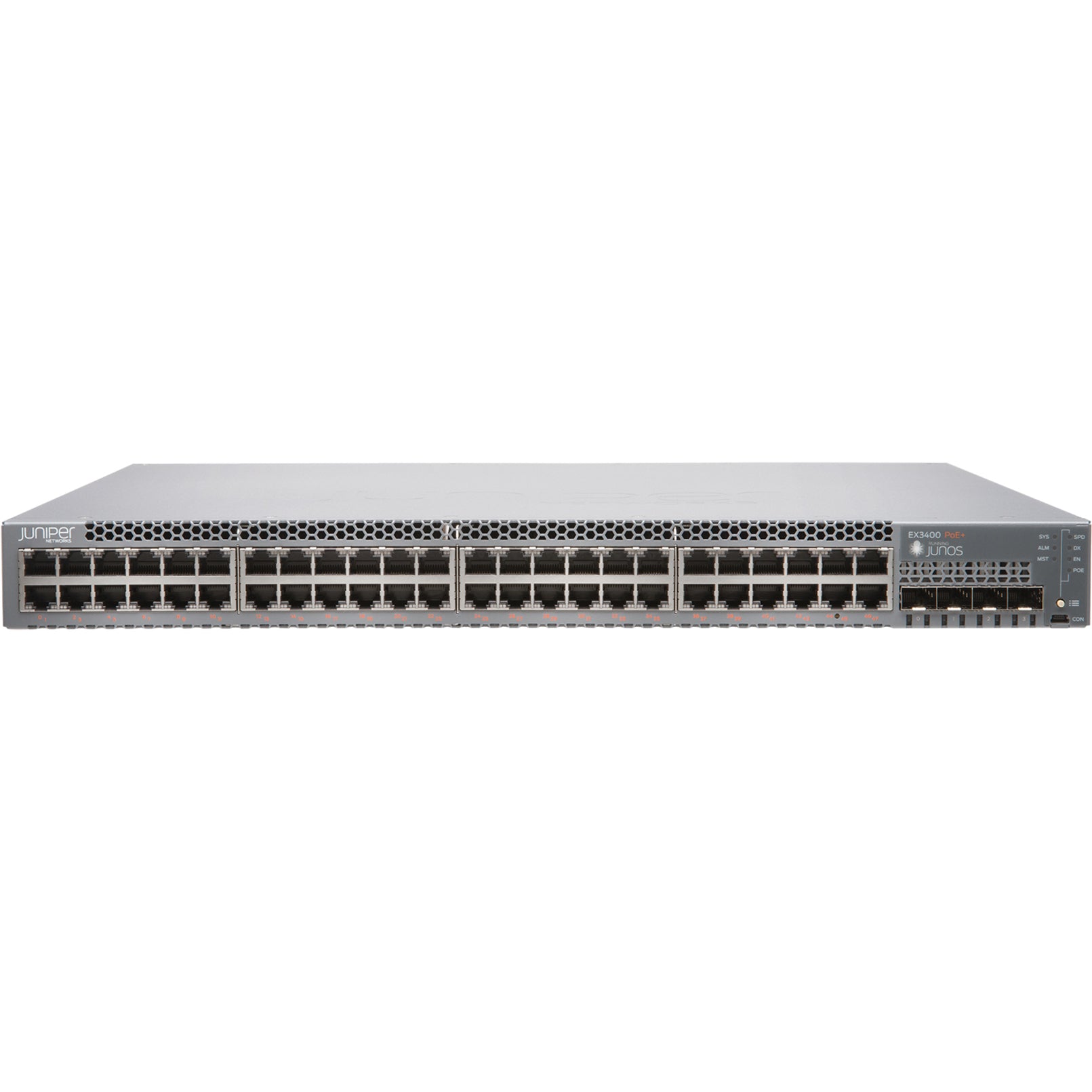 Juniper EX3400-48T-AFI EX3400-48T Layer 3 Switch, Gigabit Ethernet, 48 Ports, 4x 10G SFP+ Slots