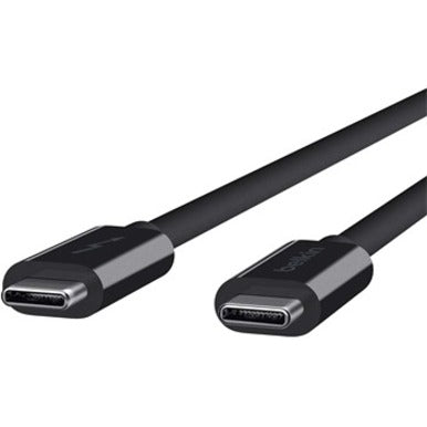 Belkin F2CD081BT1M-BLK Thunderbolt 3 Cable, 3.28 ft, 20 Gbit/s Data Transfer Rate, USB Type C - Male
